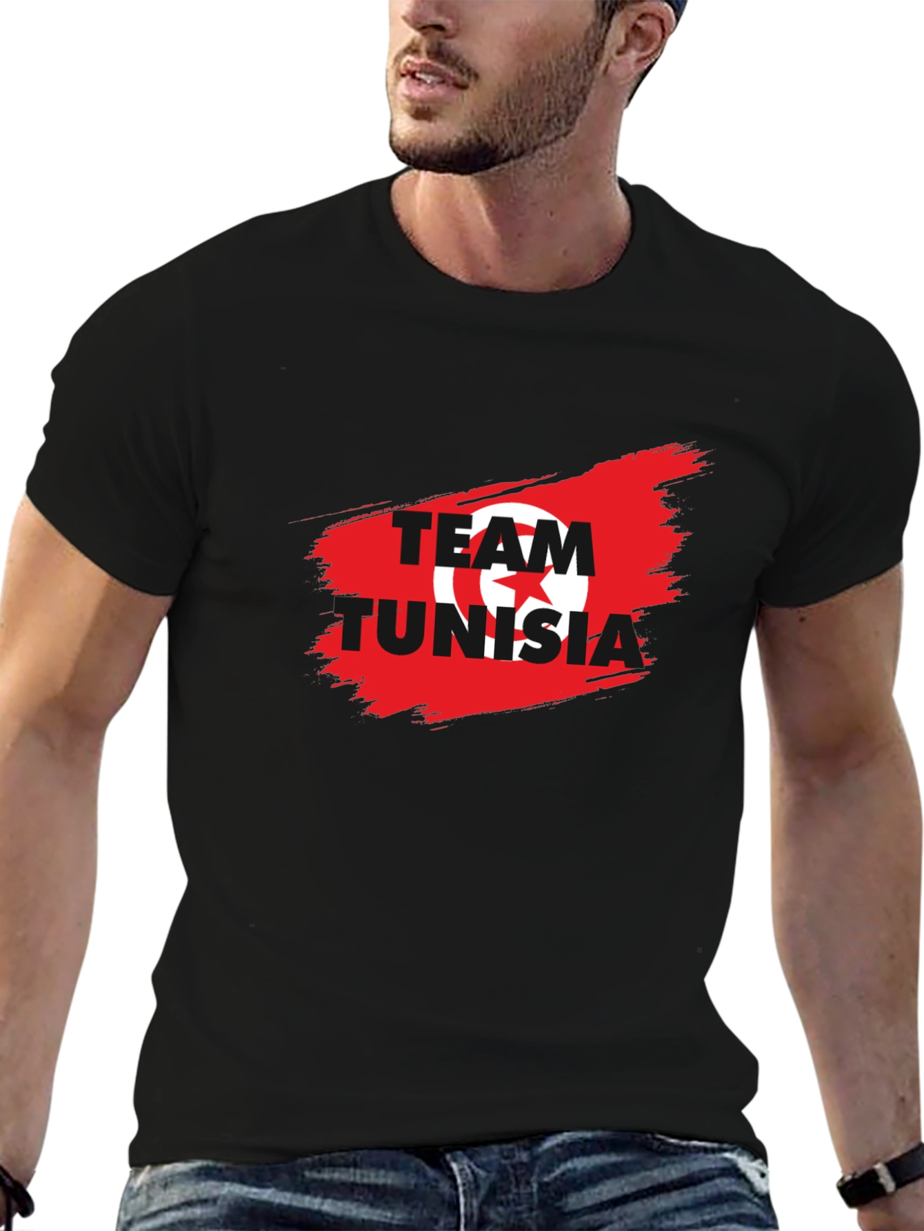 Team Tunisia Graphic T-Shirt - Black Cotton Tee