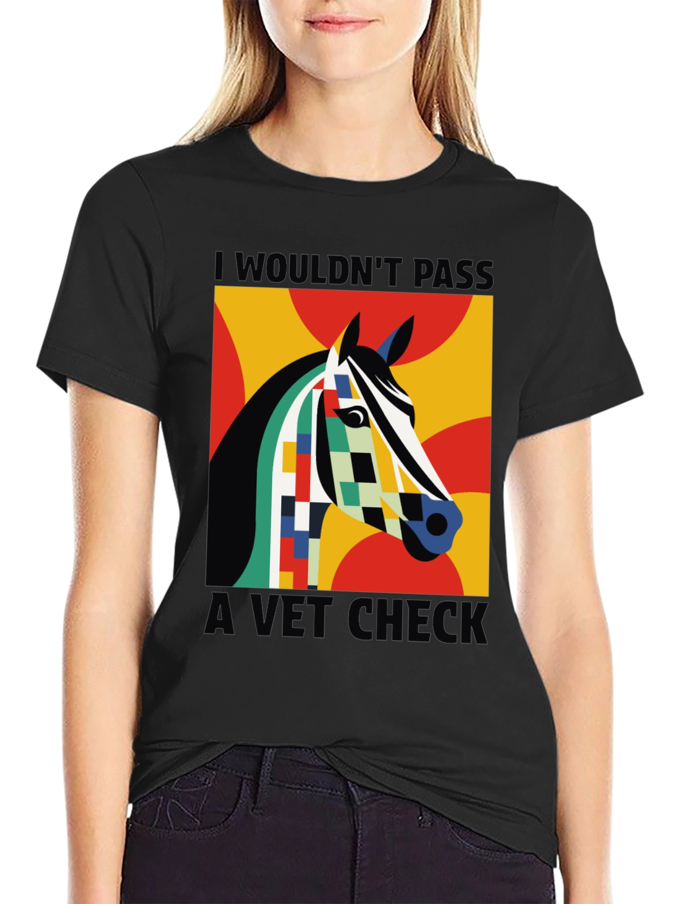 Abstract Horse Vet Check Tee