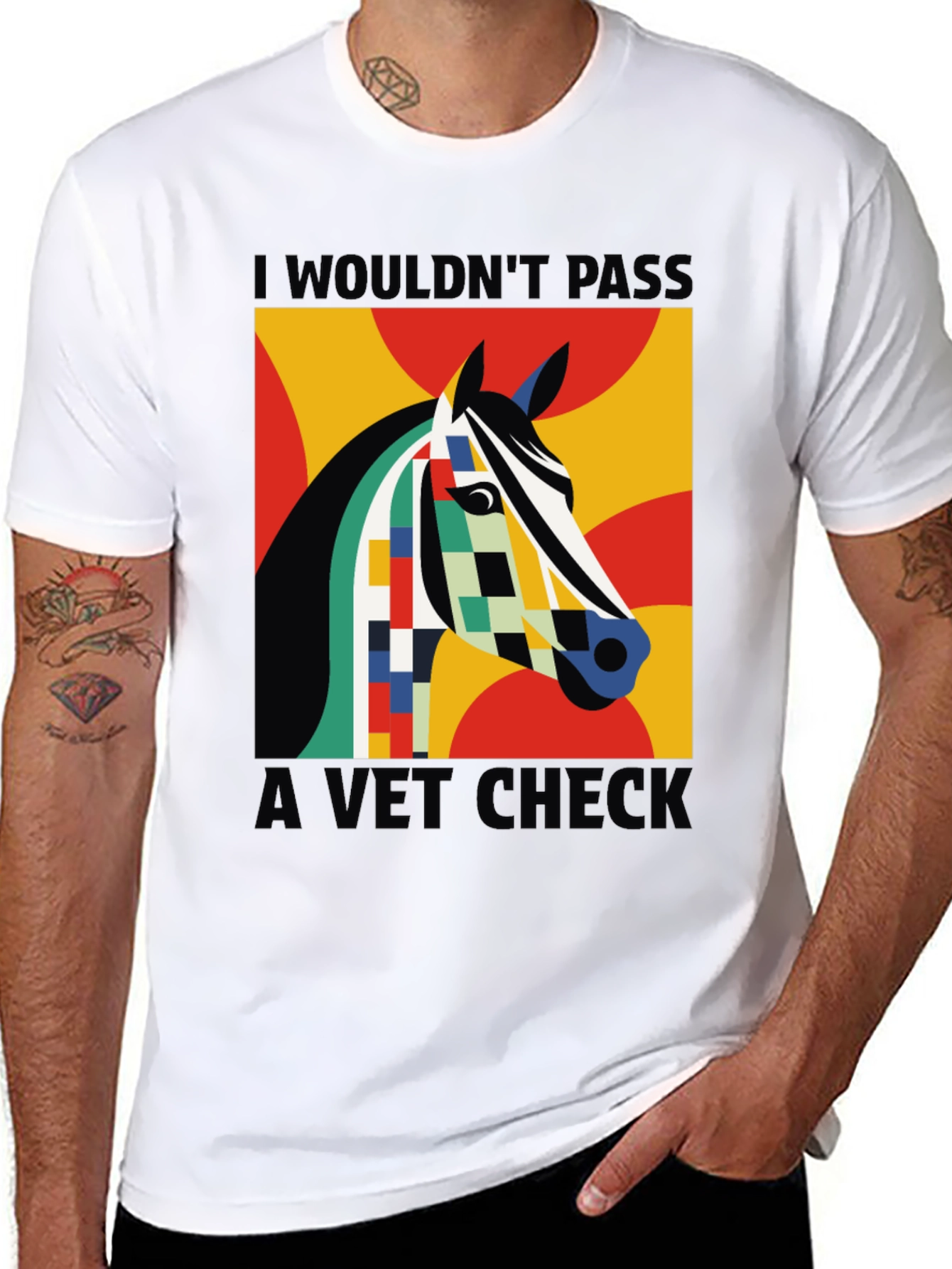 Abstract Horse Vet Check Tee