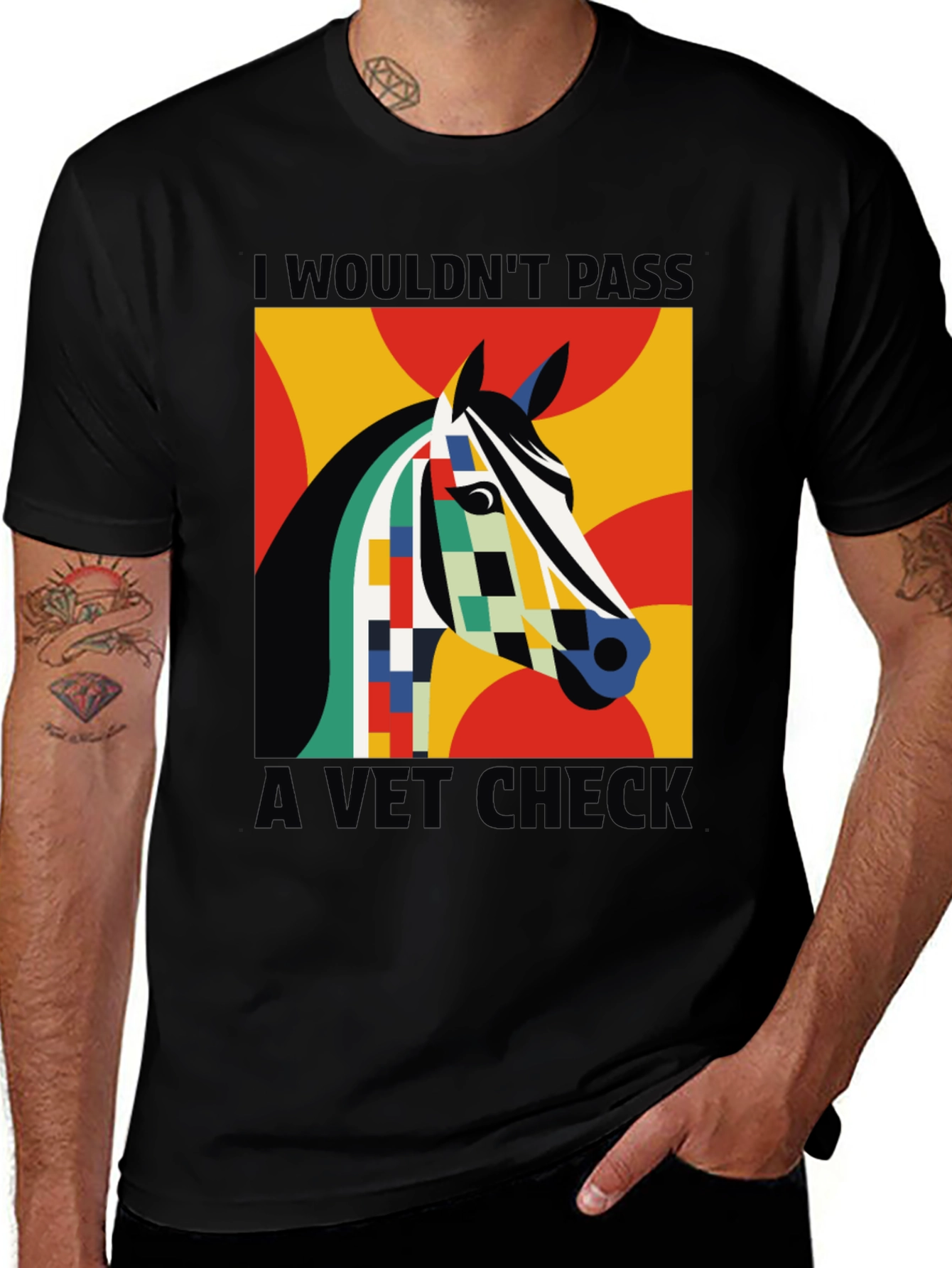 Abstract Horse Vet Check Tee