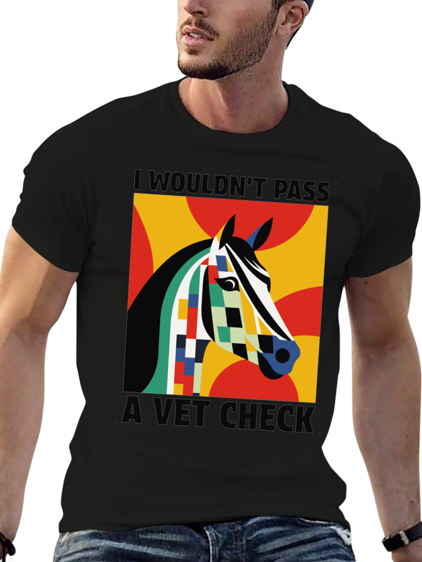 Abstract Horse Vet Check Tee