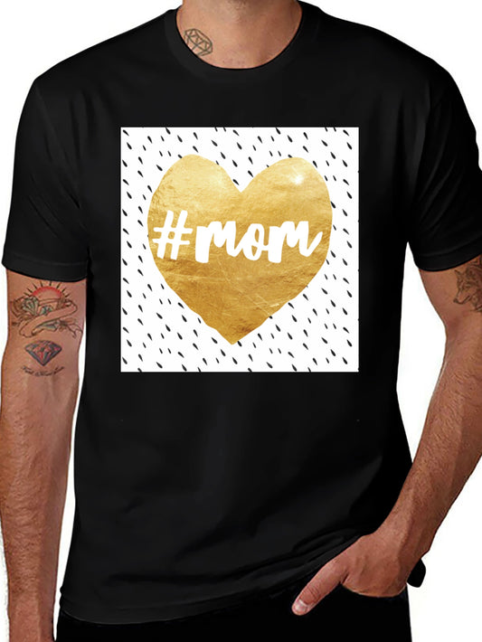 Mom Heart Graphic Tee - Trendy Black T-Shirt