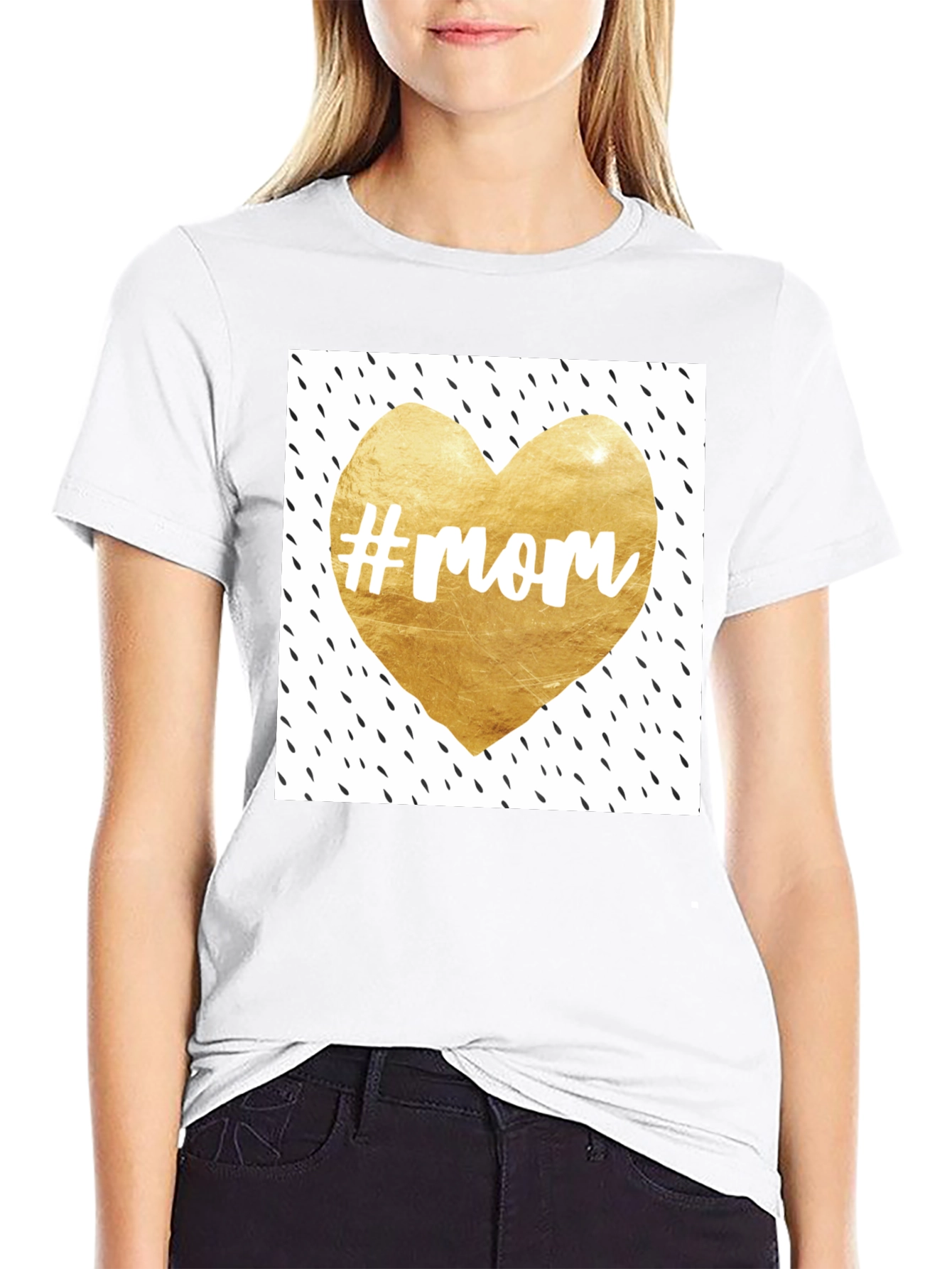 Mom Heart Graphic Tee - Trendy Black T-Shirt