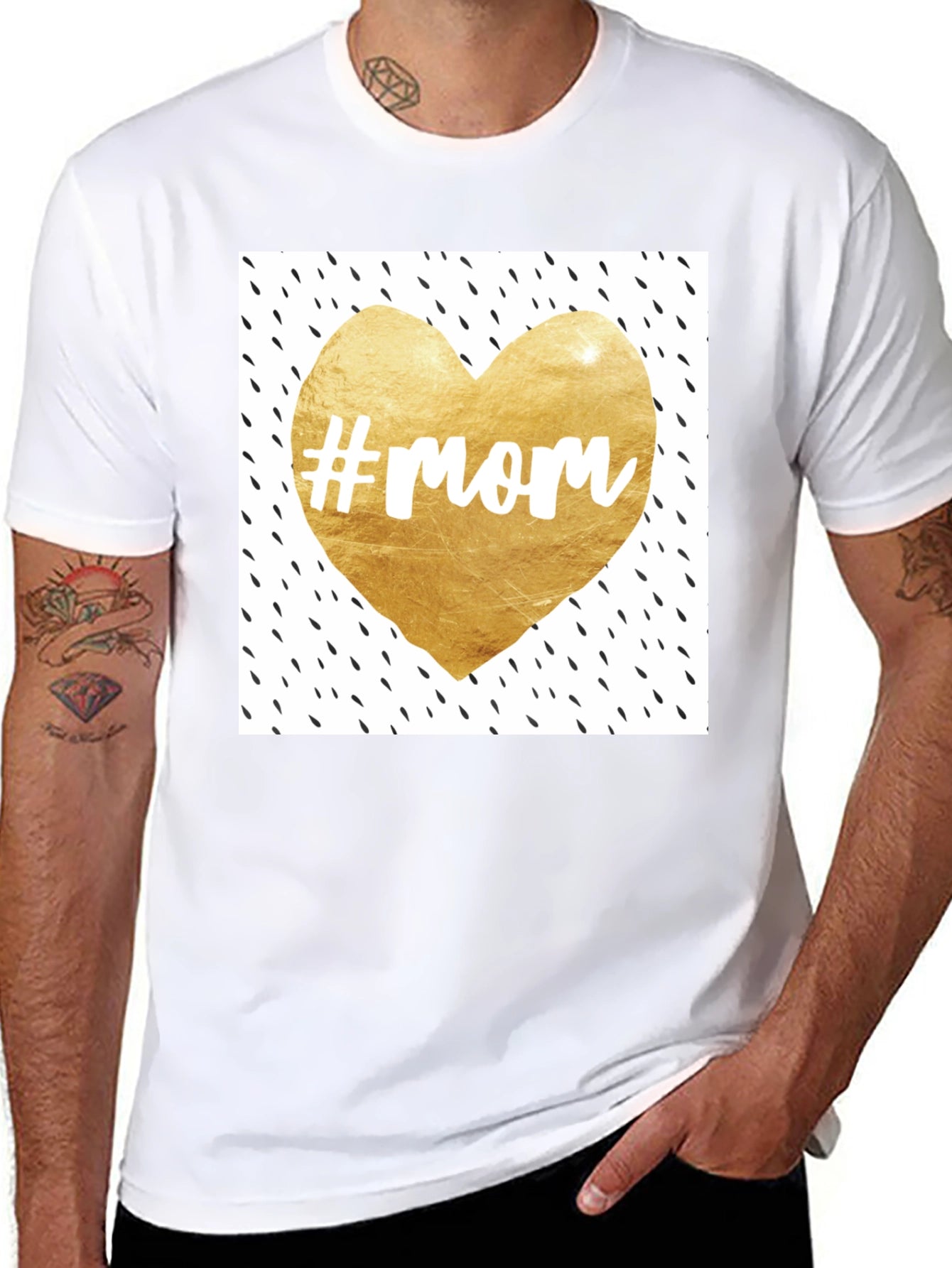 Mom Heart Graphic Tee - Trendy Black T-Shirt
