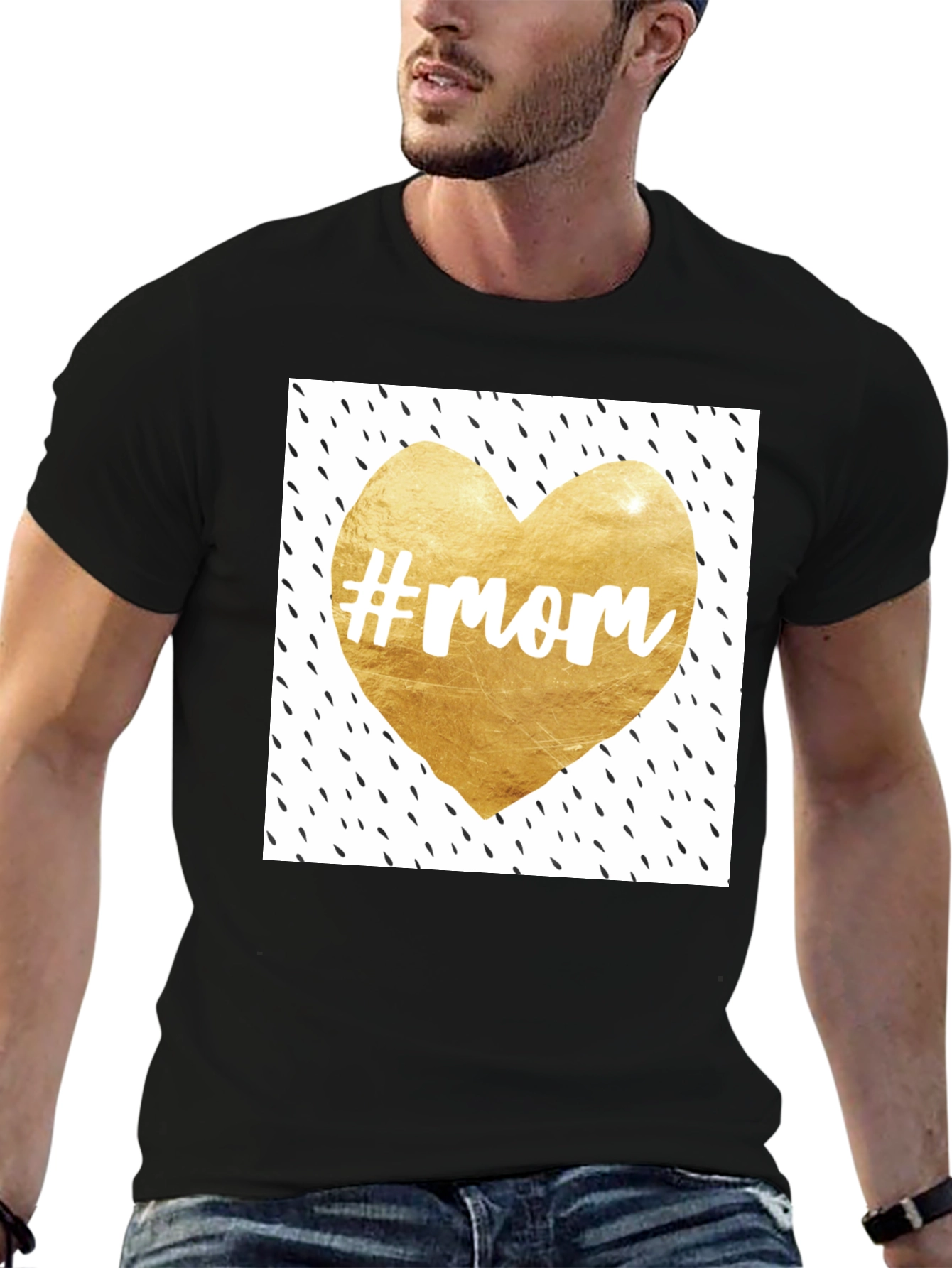 Mom Heart Graphic Tee - Trendy Black T-Shirt