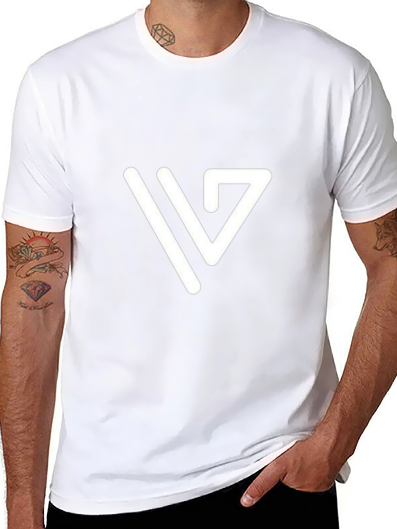Modern White Logo Tee - Black