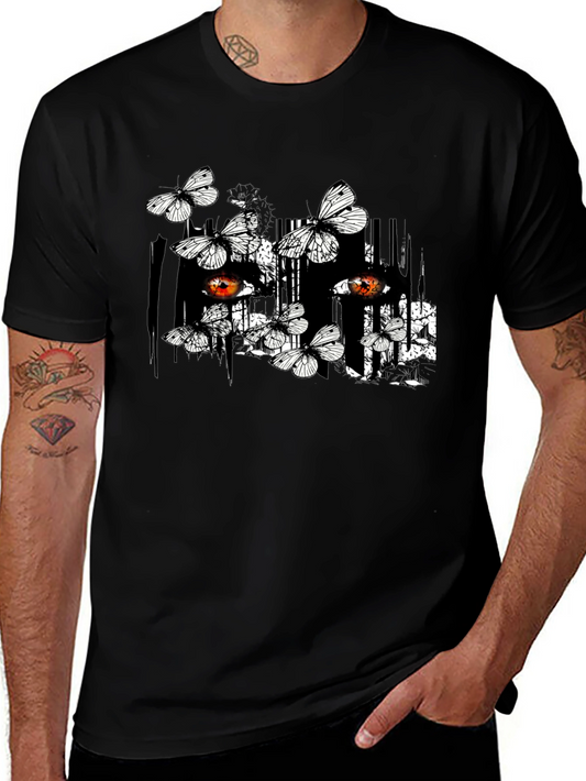 Butterfly & Eye Graphic Black T-Shirt