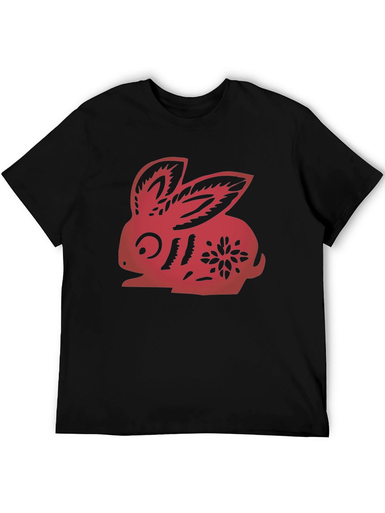 Red Rabbit Graphic Black T-Shirt
