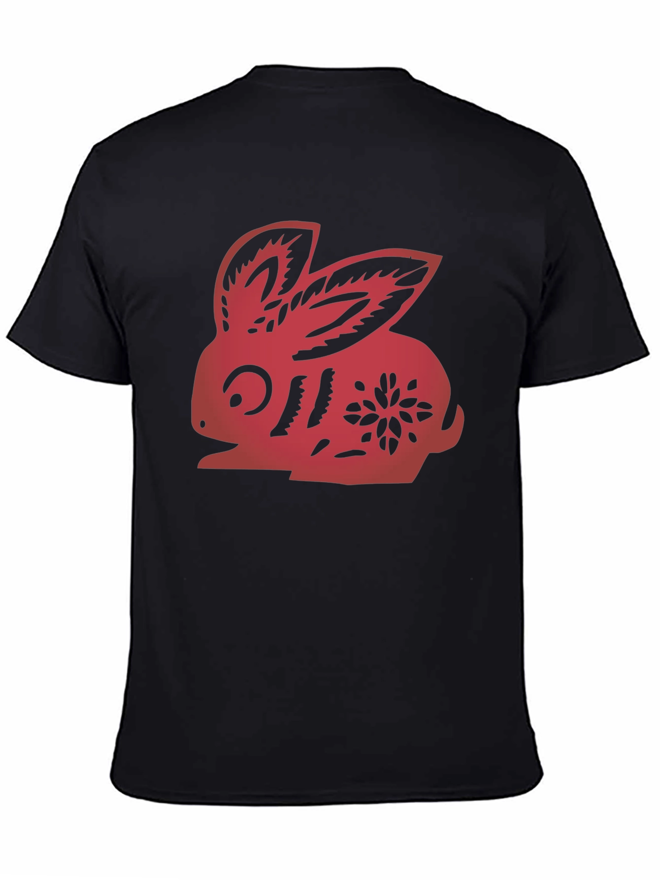 Red Rabbit Graphic Black T-Shirt