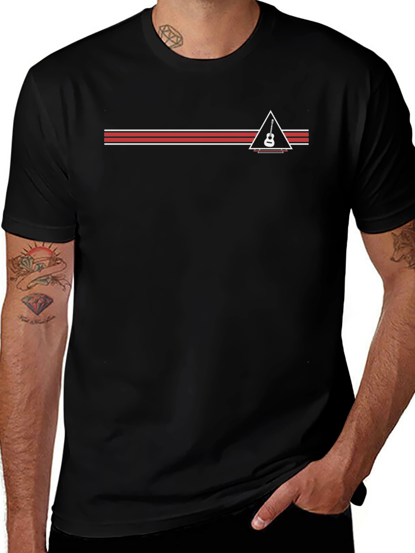 Guitar Triangle Graphic Tee - Stylish Musician T-Shirt