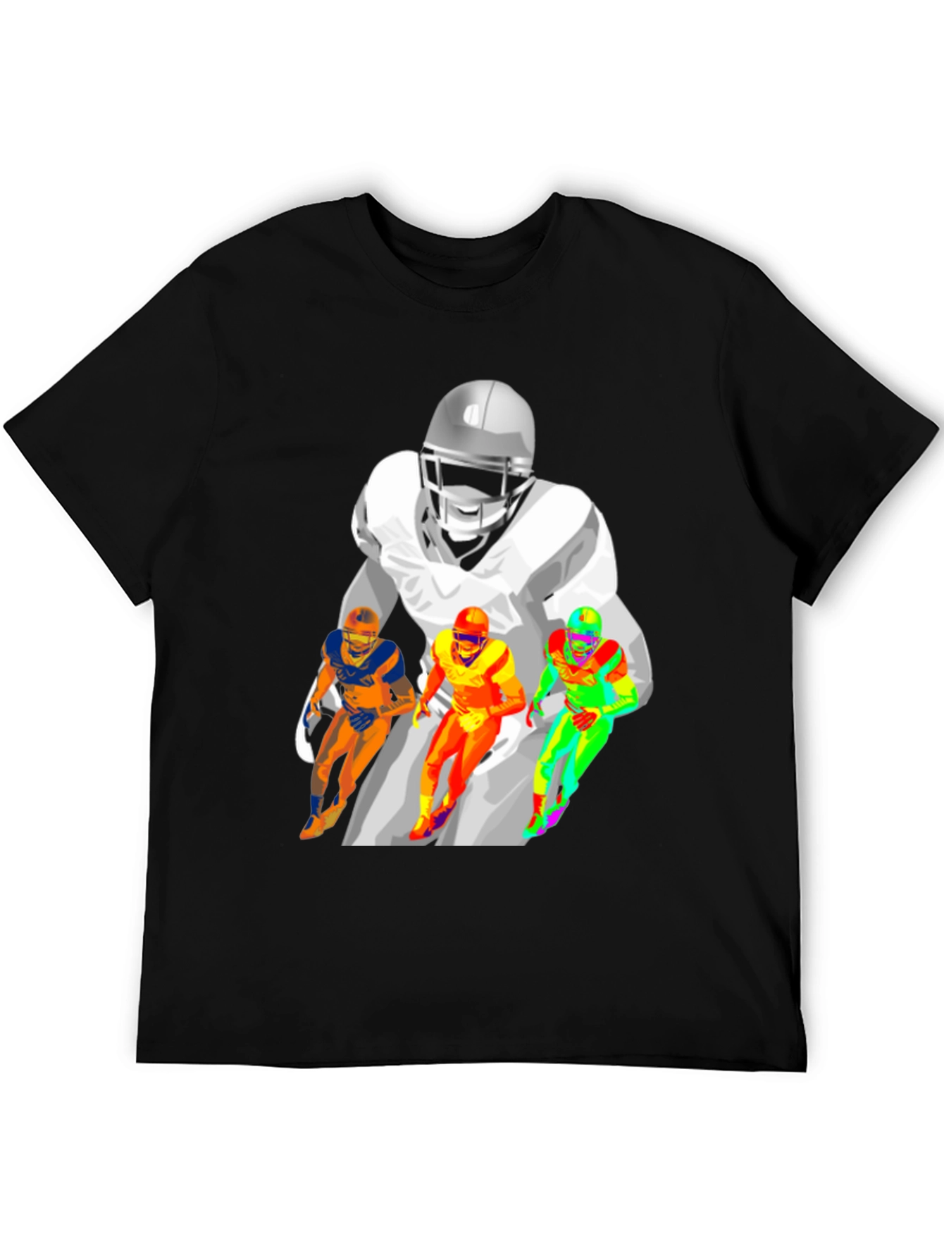 Football Player Graphic Print Black T-Shirt