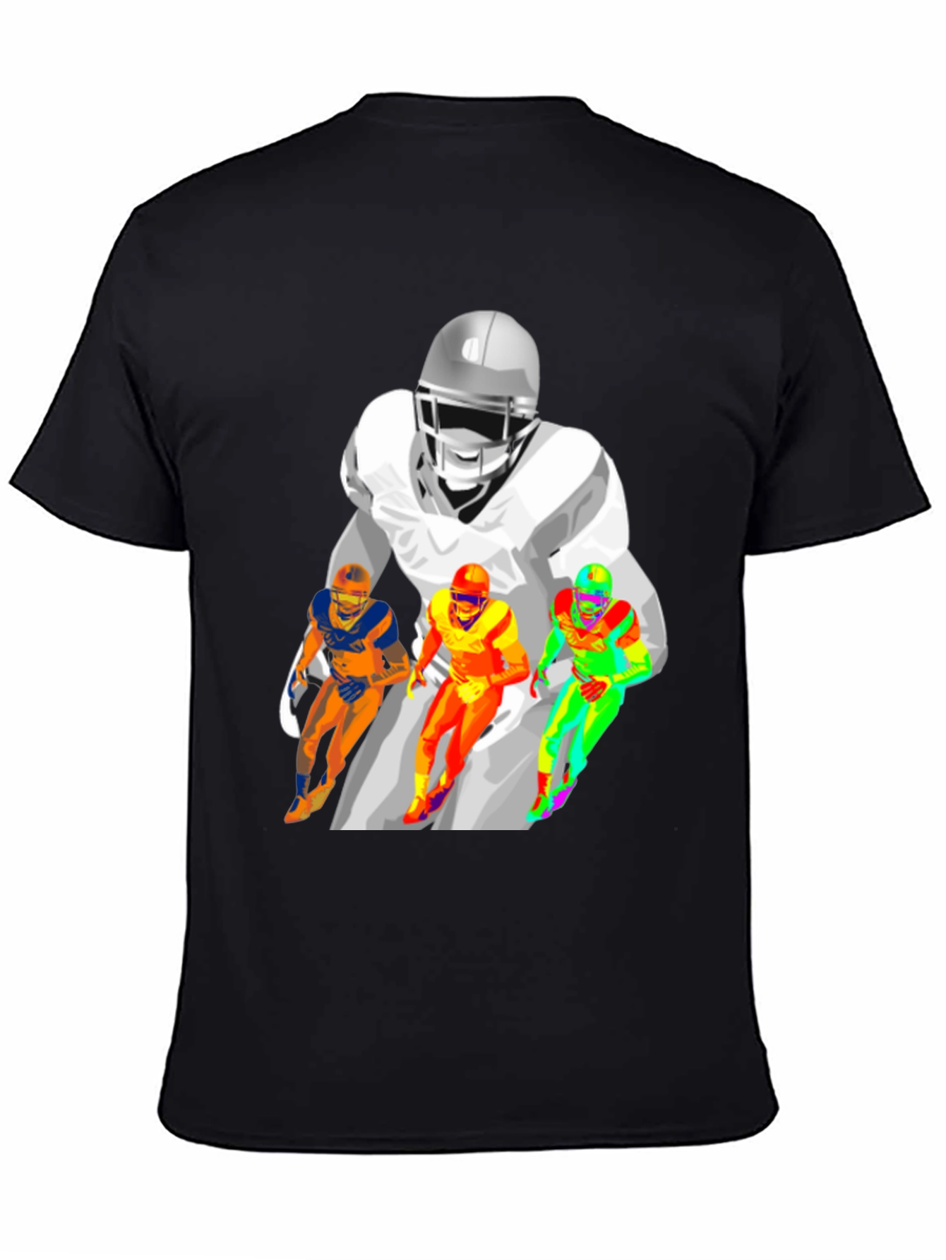 Football Player Graphic Print Black T-Shirt