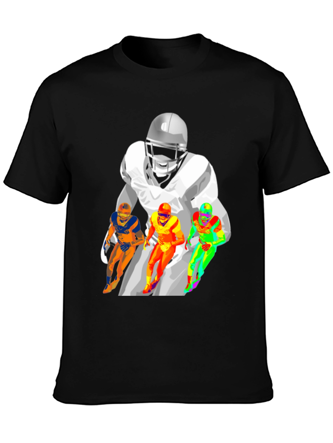 Football Player Graphic Print Black T-Shirt