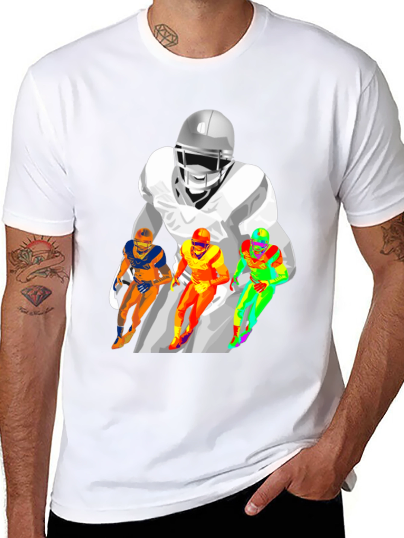 Football Player Graphic Print Black T-Shirt