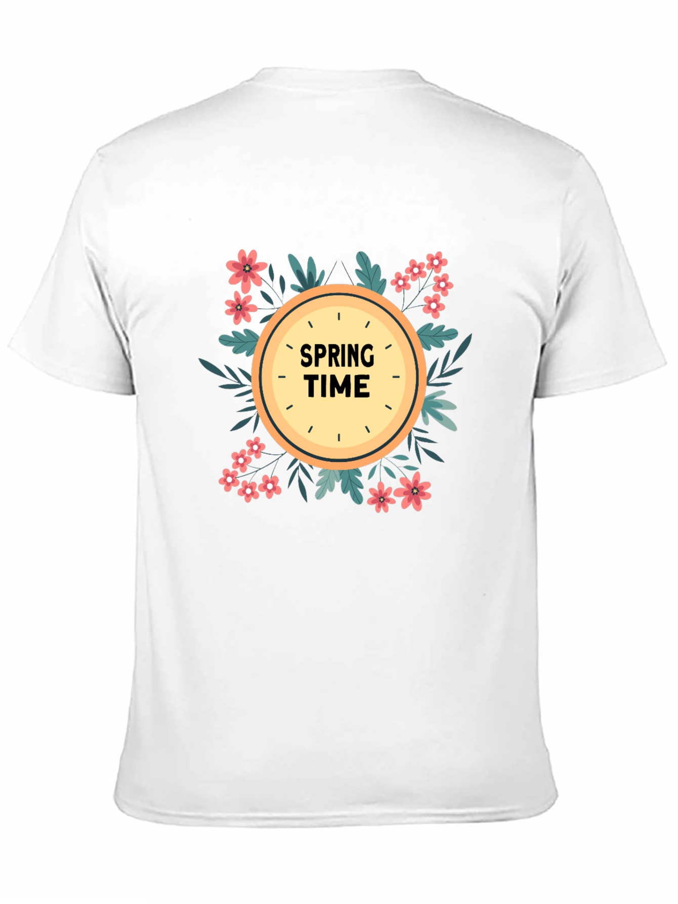 Spring Time Graphic Tee - Floral Clock Design