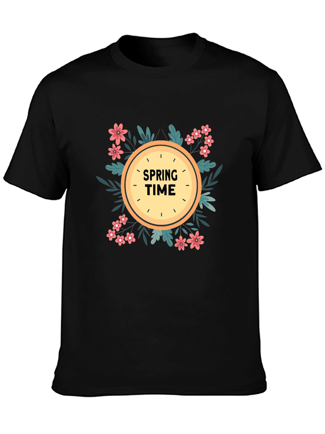Spring Time Graphic Tee - Floral Clock Design