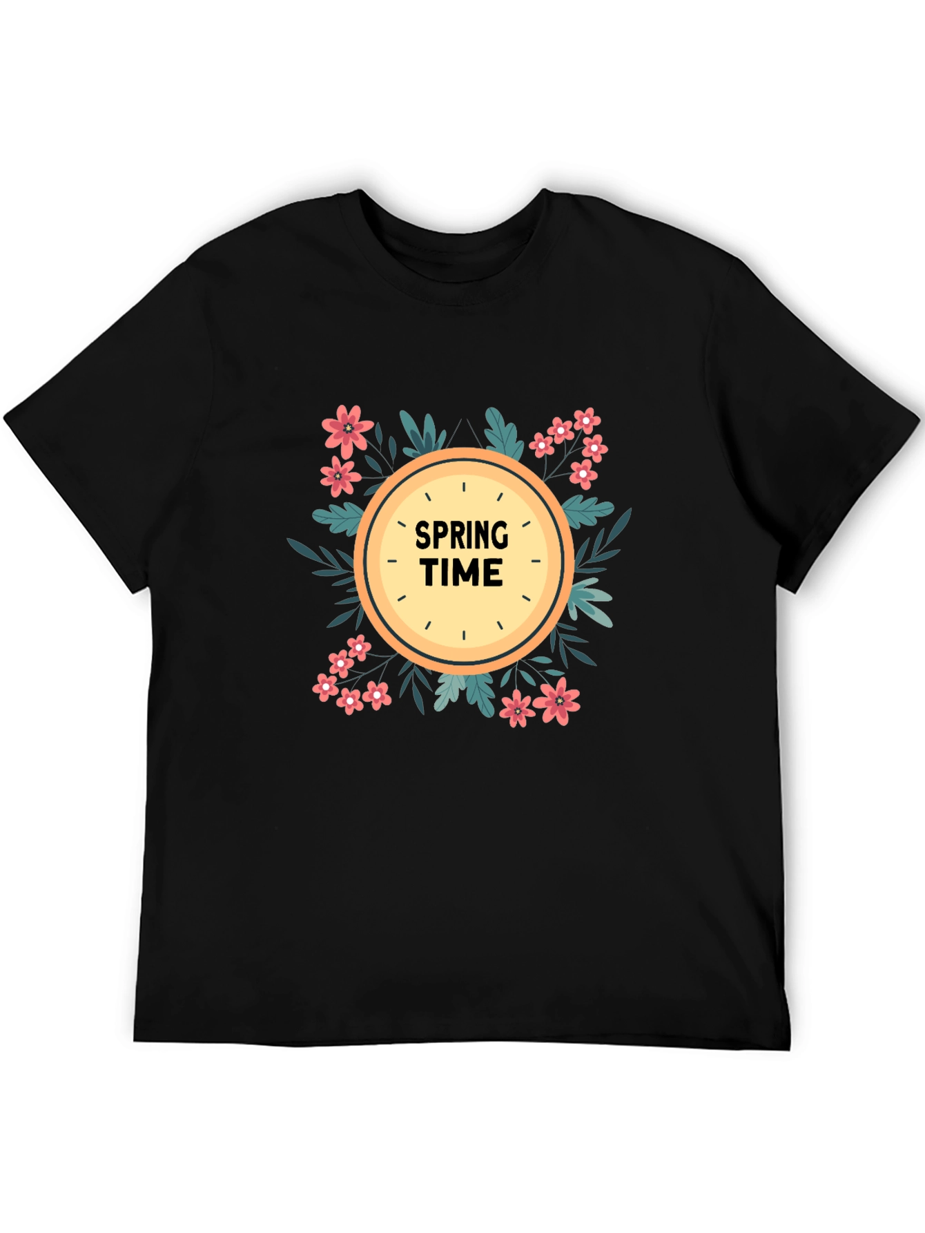 Spring Time Graphic Tee - Floral Clock Design