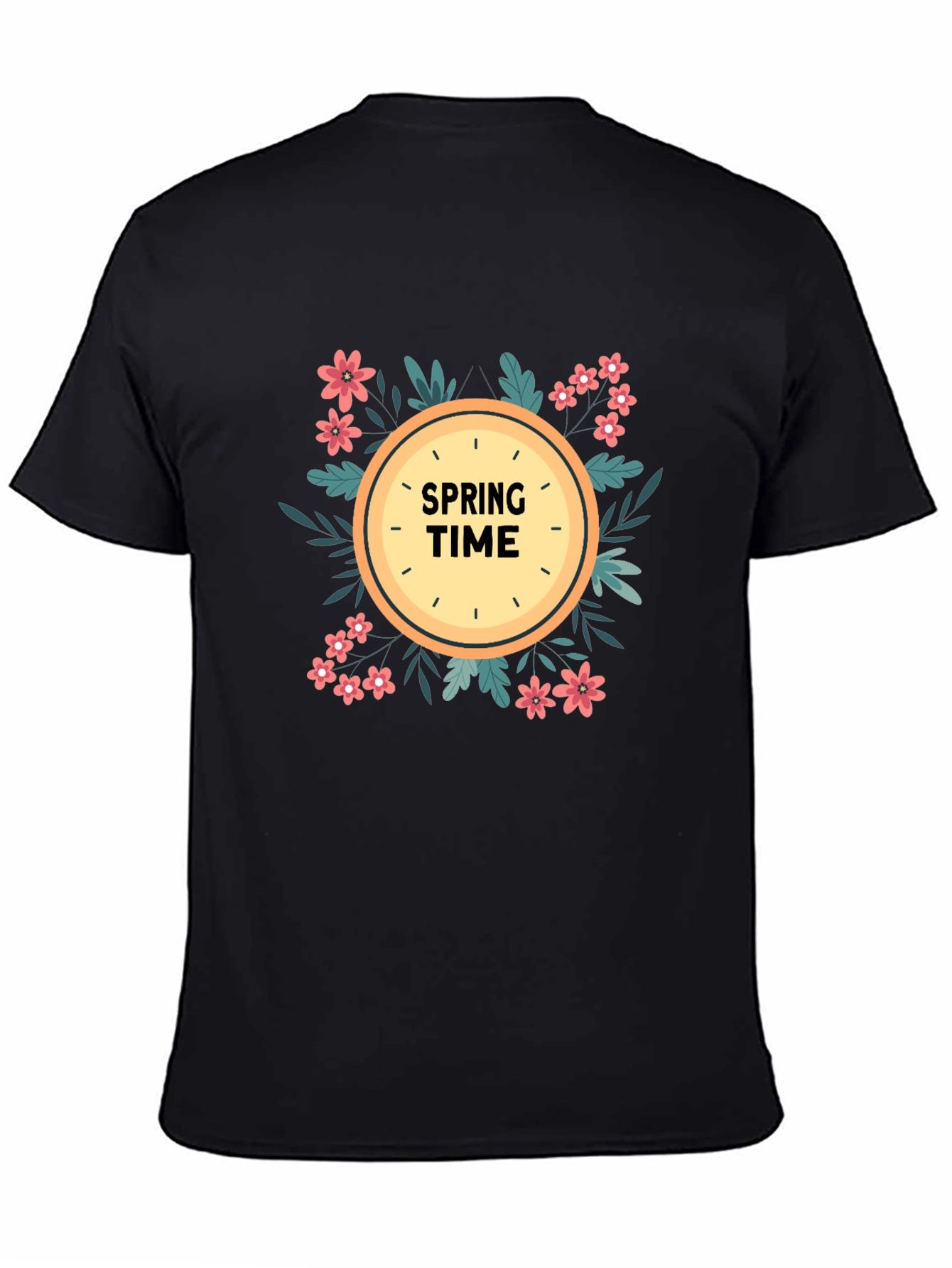 Spring Time Graphic Tee - Floral Clock Design