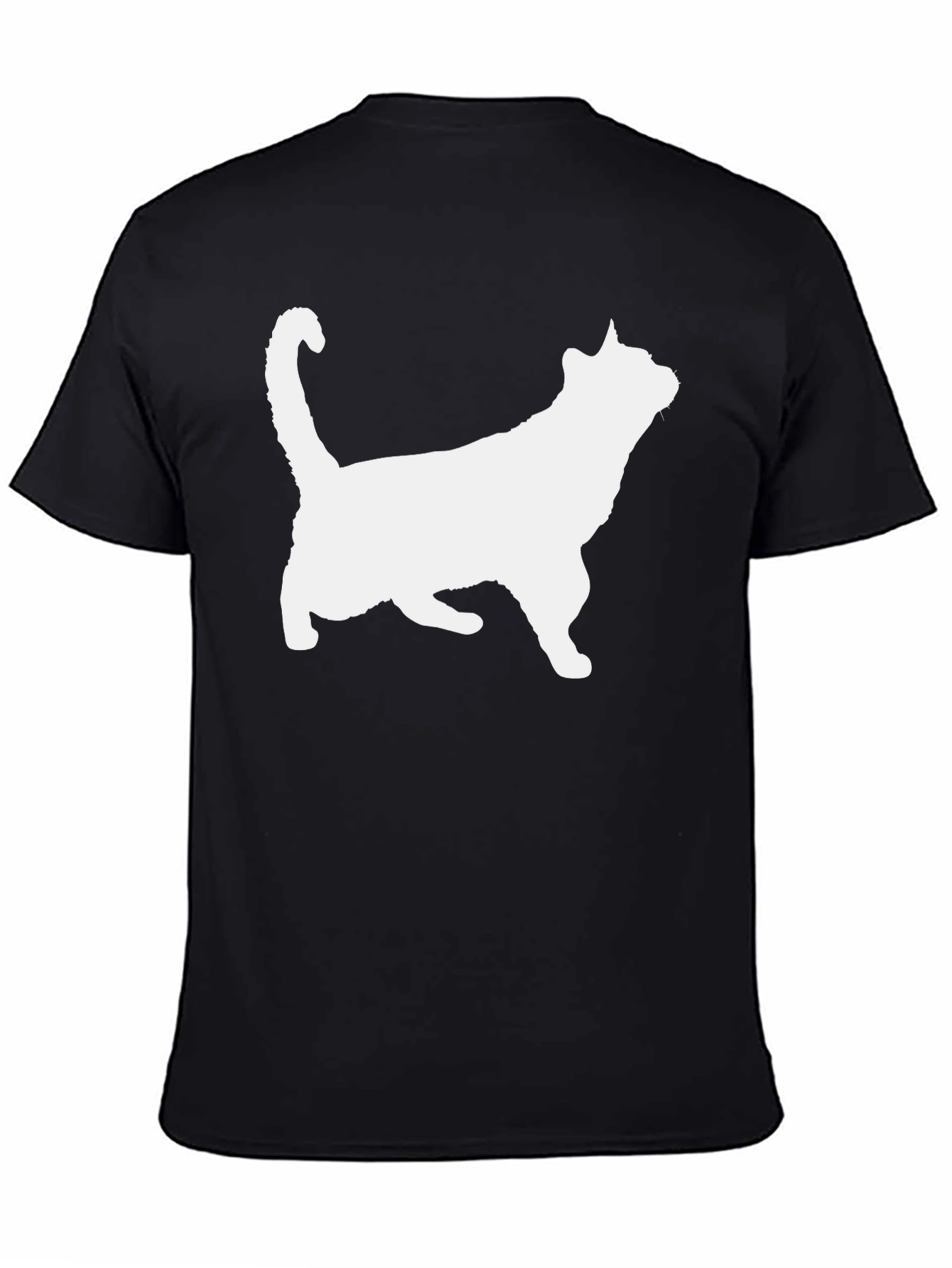 Cat Silhouette Graphic Tee - Black