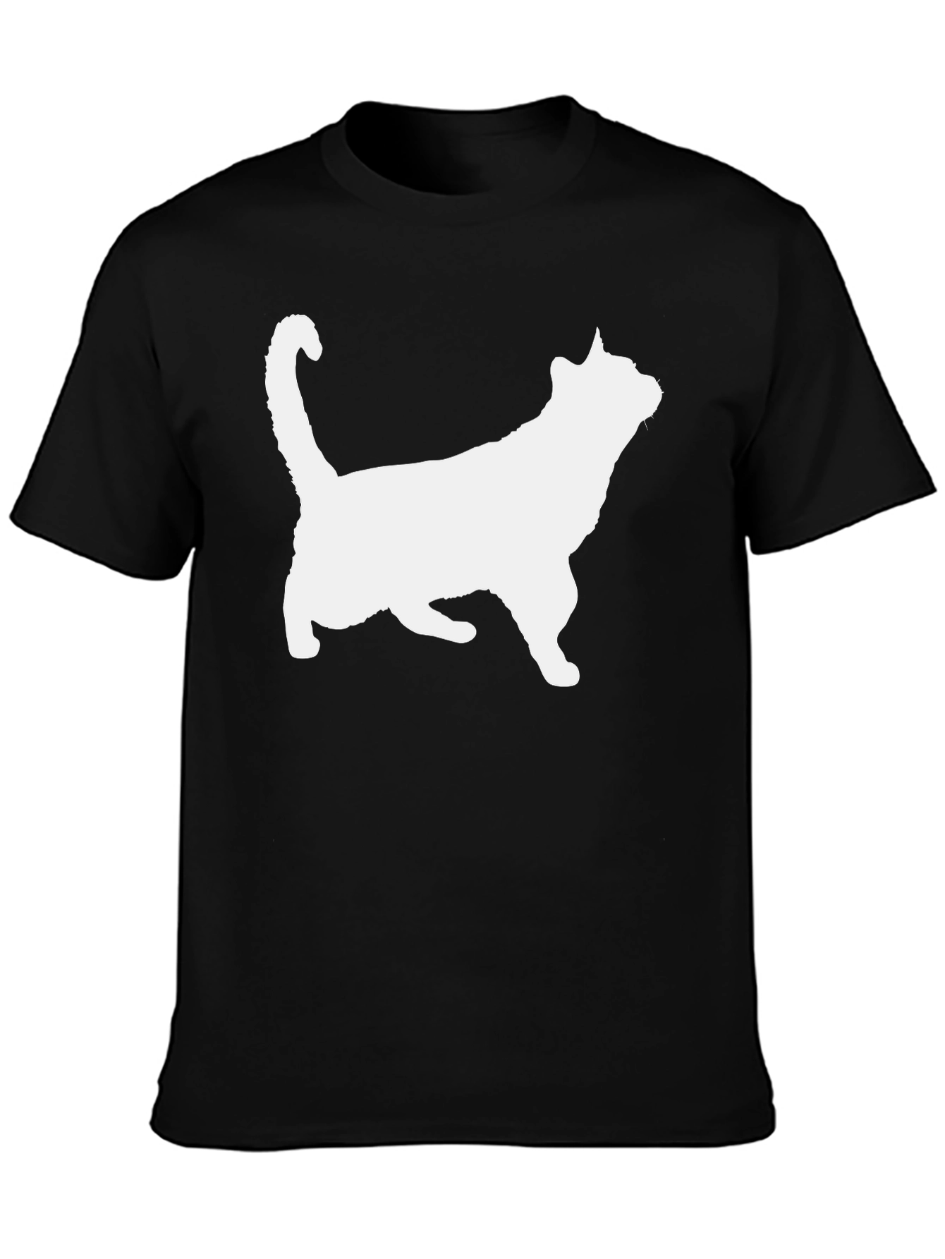 Cat Silhouette Graphic Tee - Black