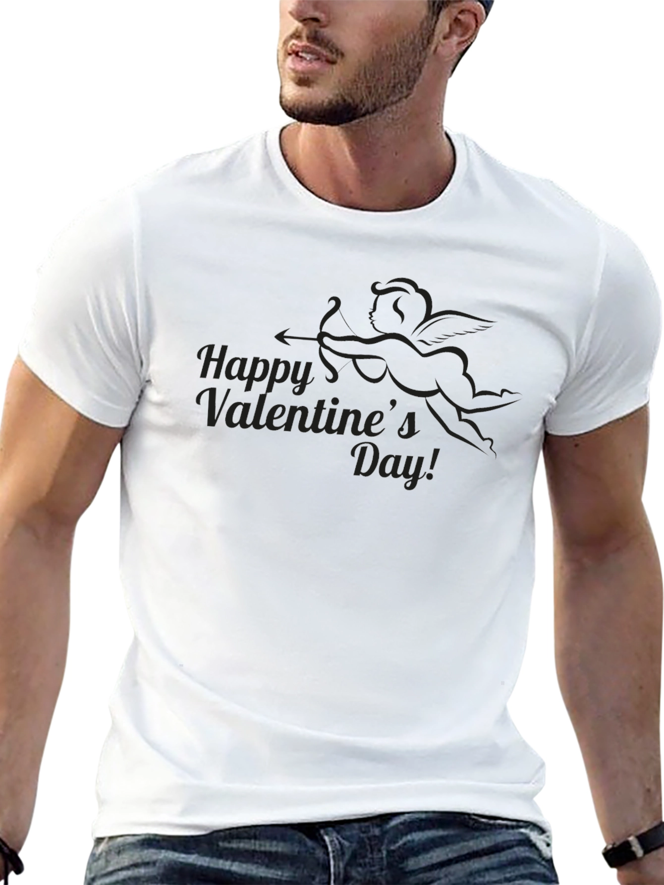 Valentines Day Cupid Black T-Shirt