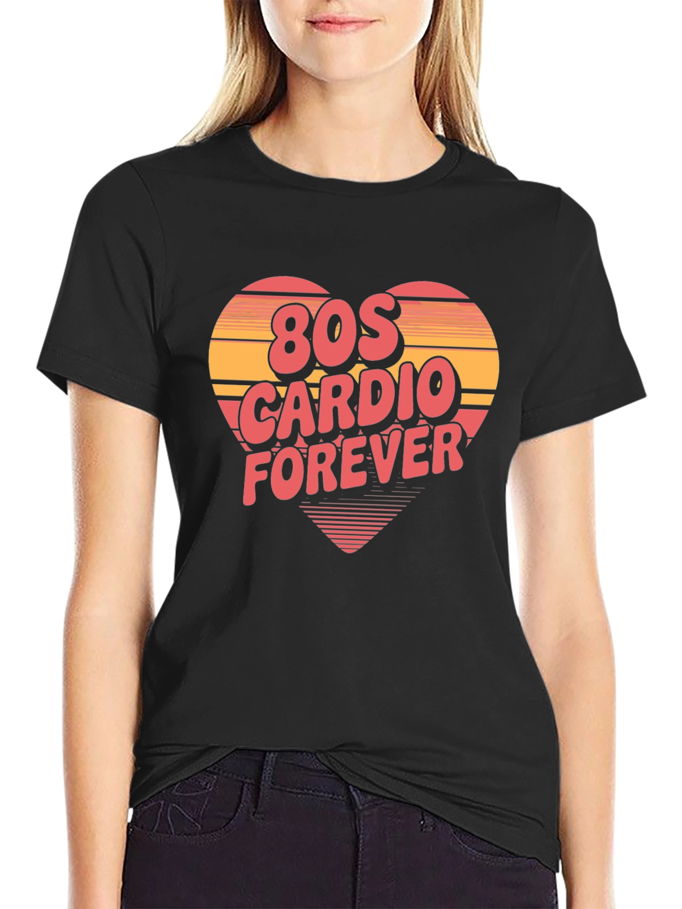 80s Cardio Forever Black T-Shirt