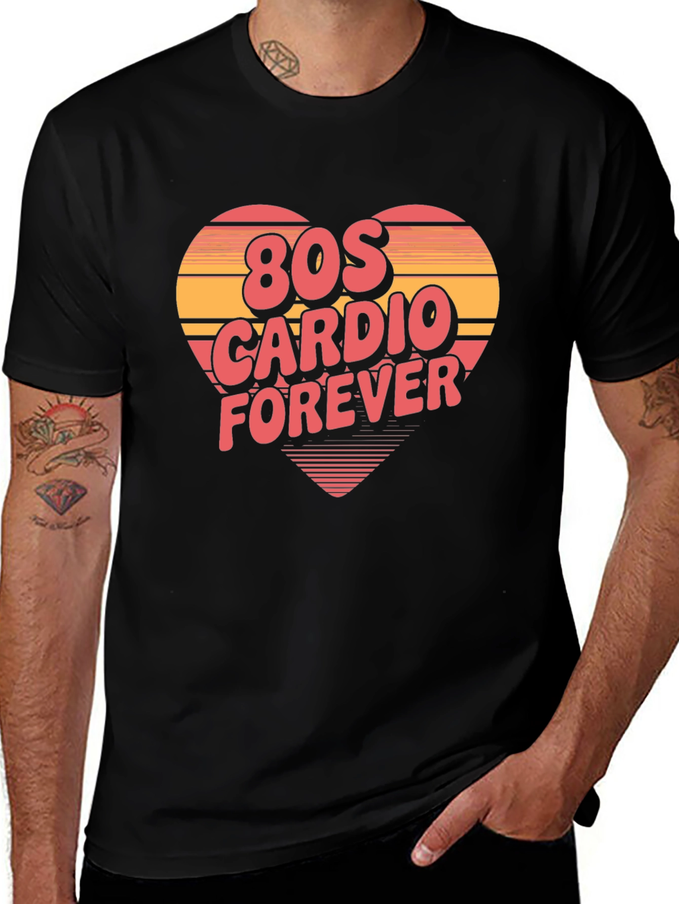 80s Cardio Forever Black T-Shirt