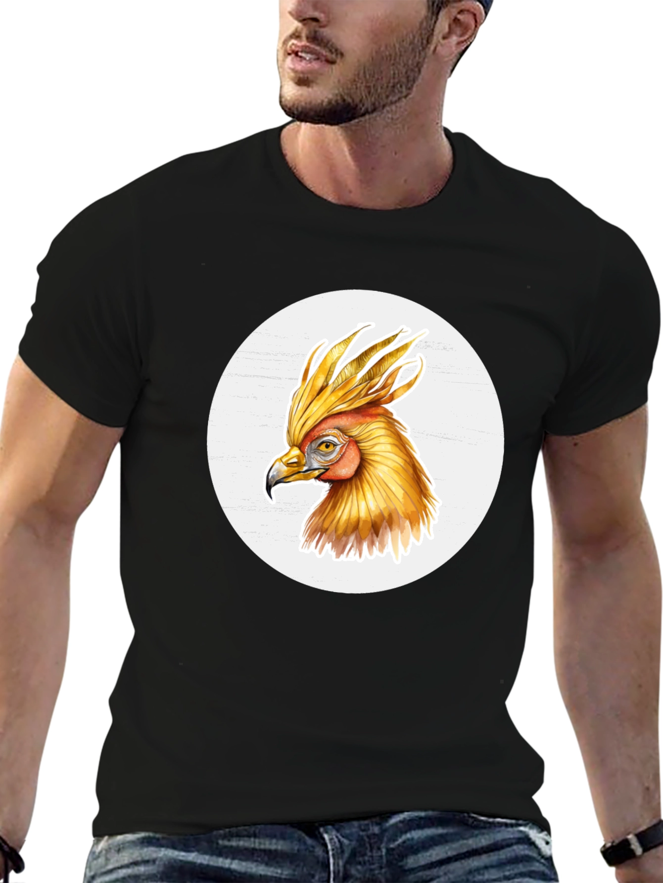 Phoenix Bird Graphic T-Shirt - Black Cotton Tee