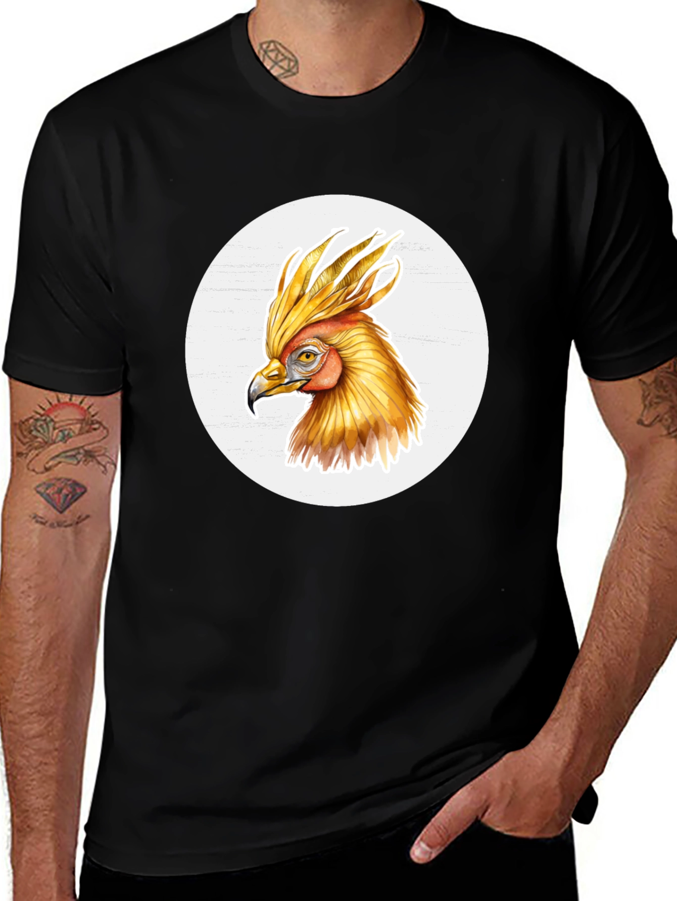 Phoenix Bird Graphic T-Shirt - Black Cotton Tee