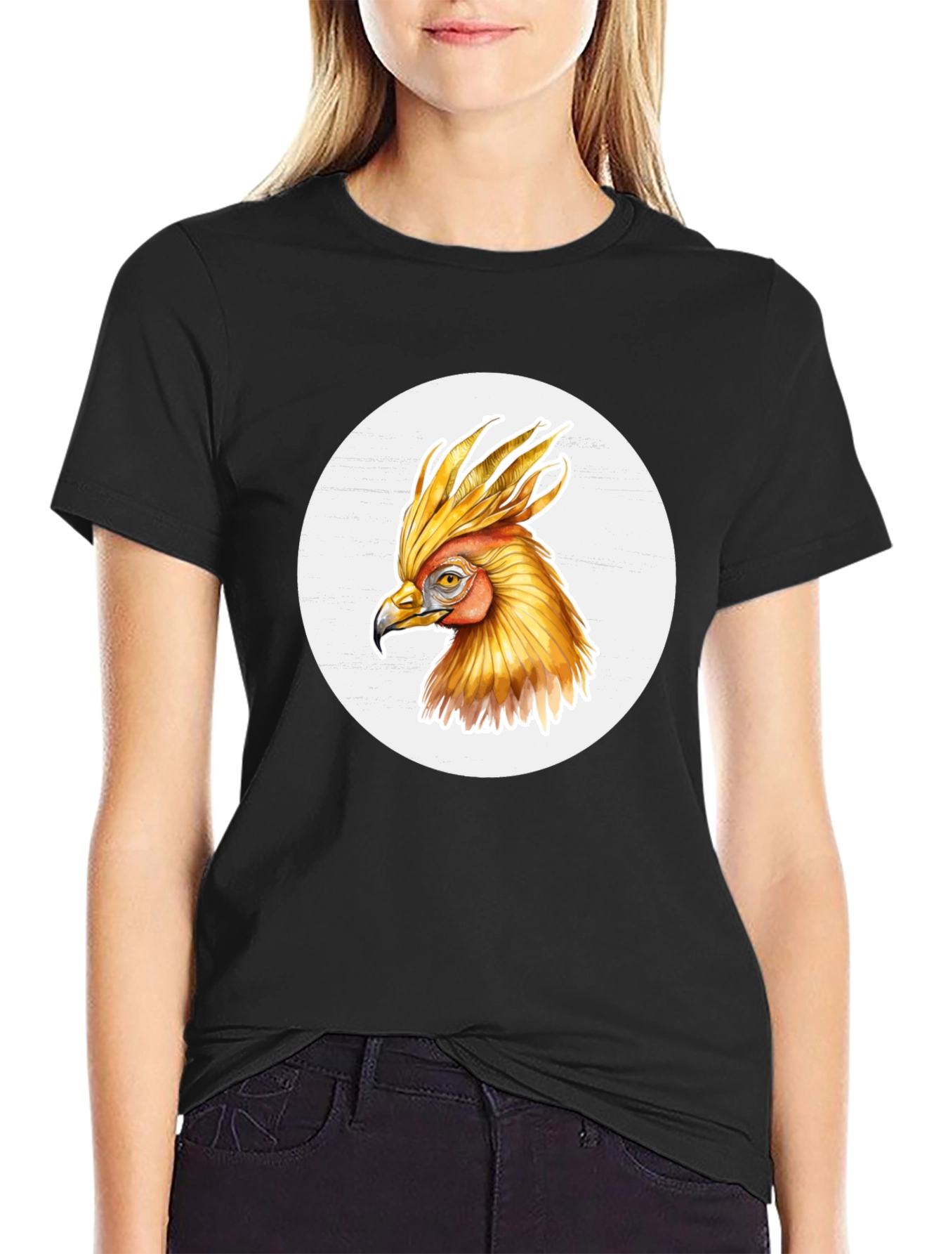 Phoenix Bird Graphic T-Shirt - Black Cotton Tee