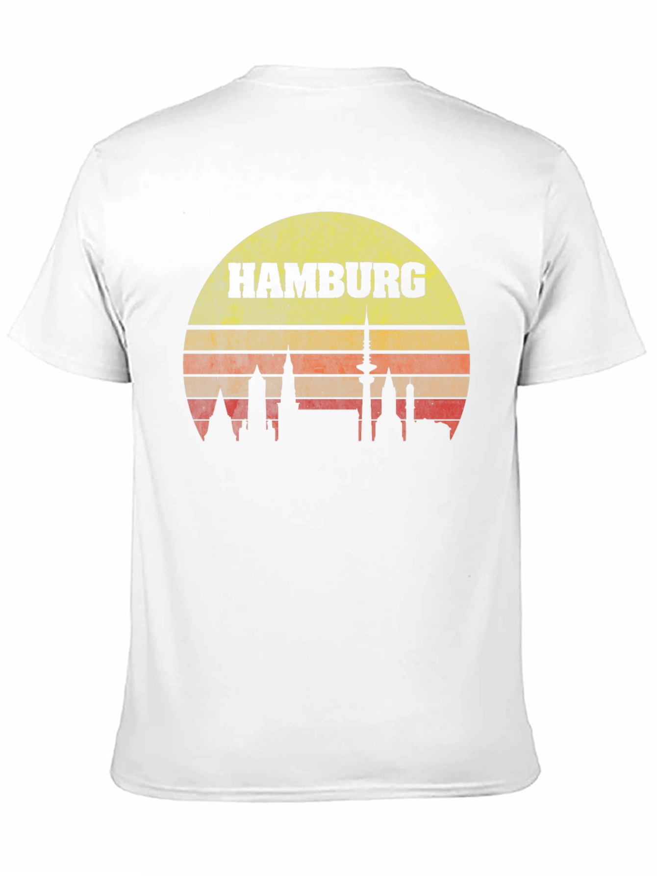 Hamburg Skyline T-Shirt - Retro Sunset Design
