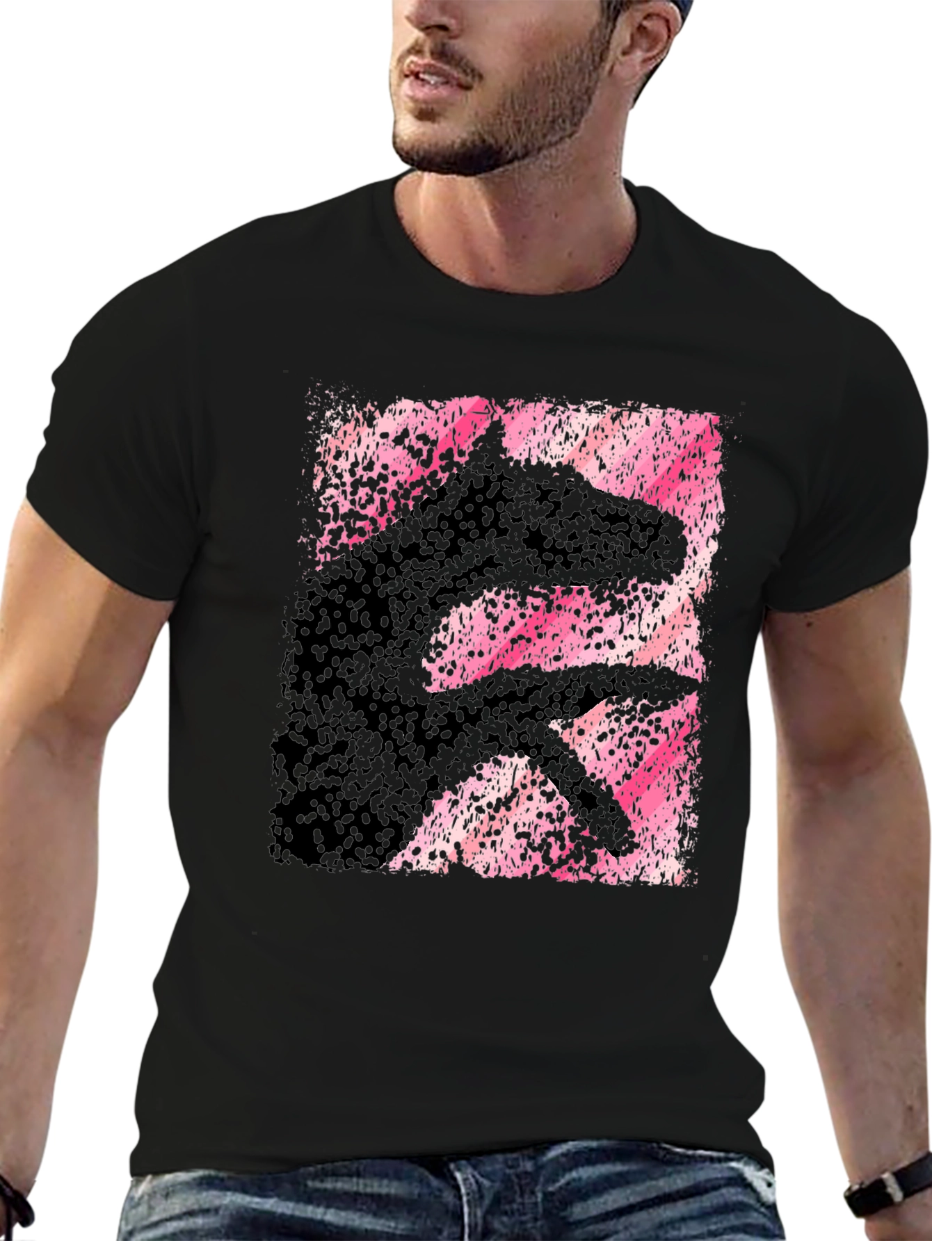 Abstract Hand Shadow Animal Graphic T-Shirt