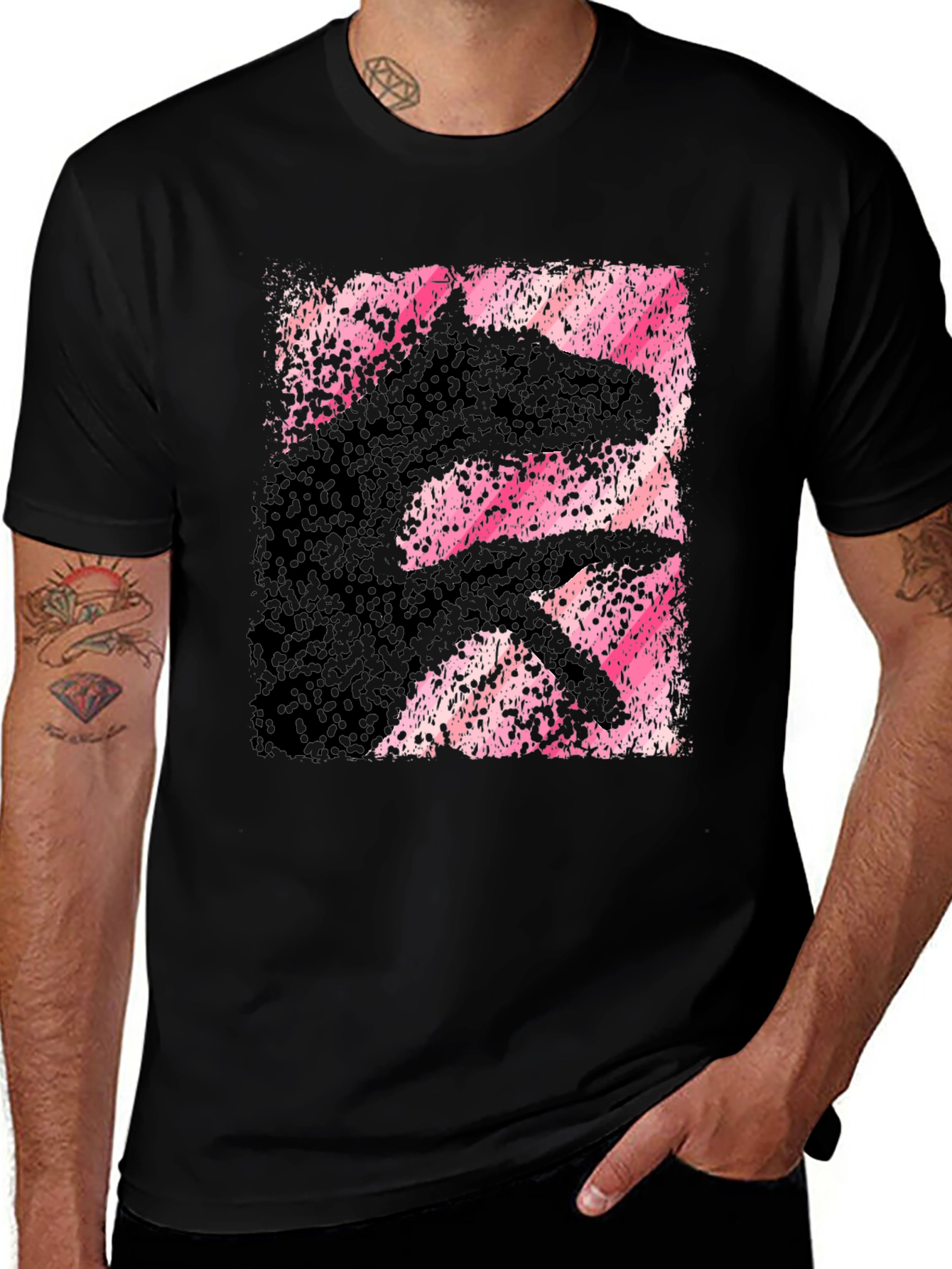 Abstract Hand Shadow Animal Graphic T-Shirt