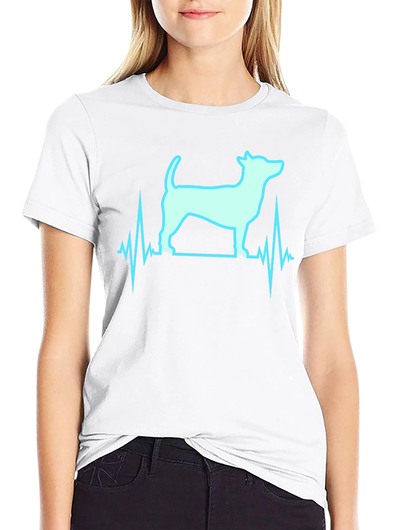 Dog Heartbeat Graphic Print T-Shirt