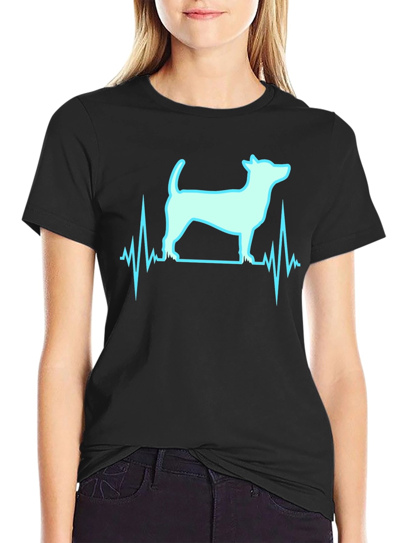 Dog Heartbeat Graphic Print T-Shirt