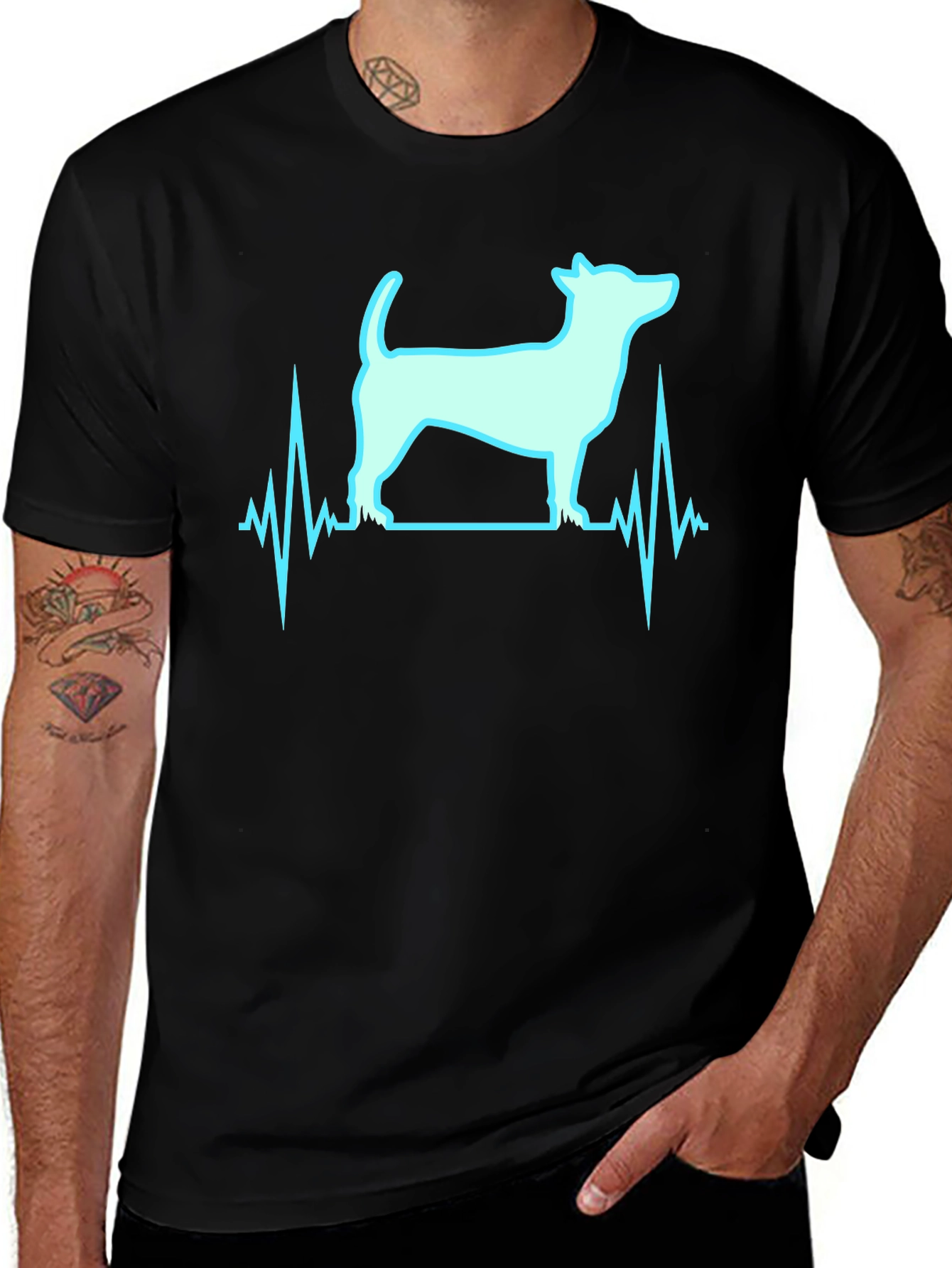 Dog Heartbeat Graphic Print T-Shirt
