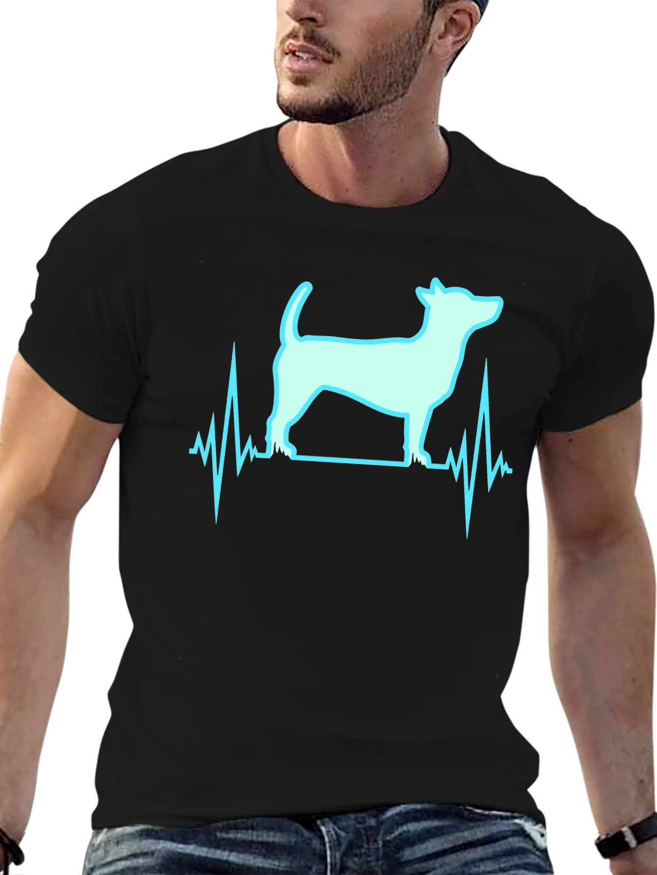 Dog Heartbeat Graphic Print T-Shirt