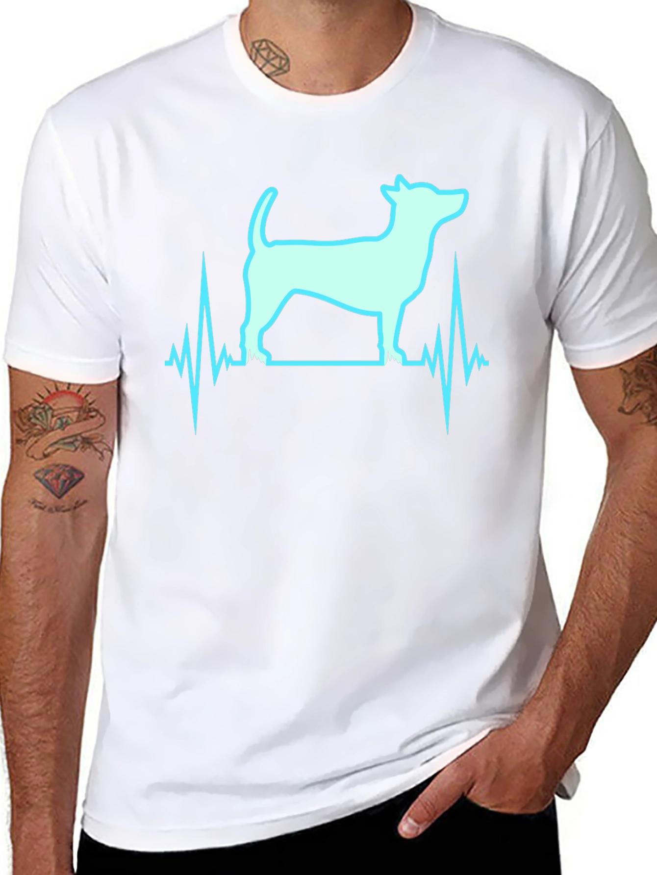 Dog Heartbeat Graphic Print T-Shirt