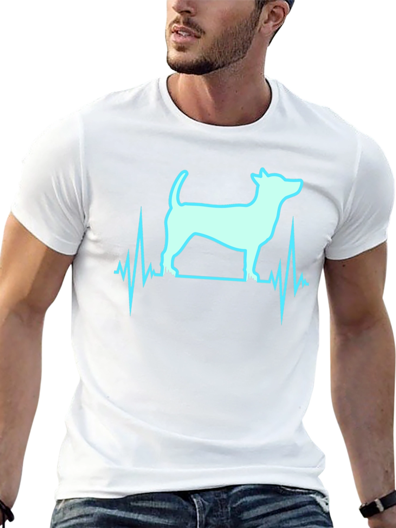 Dog Heartbeat Graphic Print T-Shirt