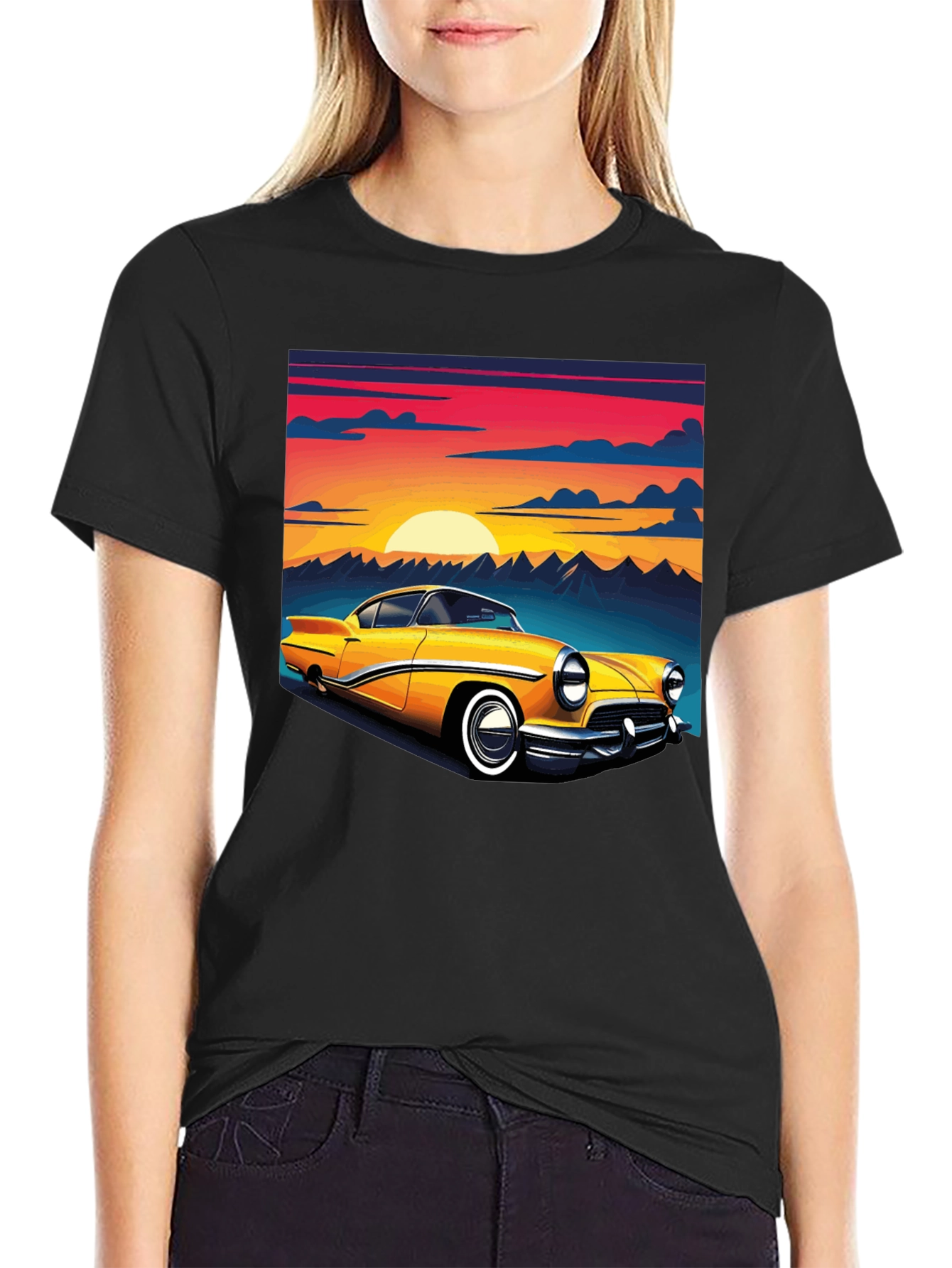 Retro Car Graphic Tee - Black