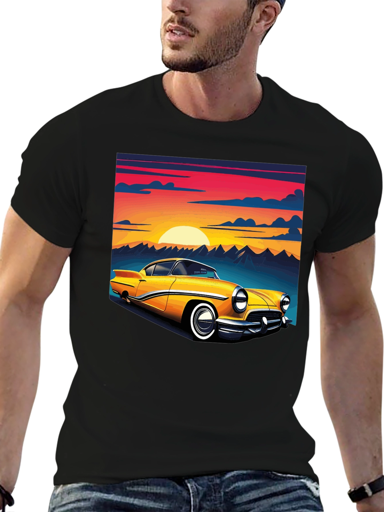 Retro Car Graphic Tee - Black
