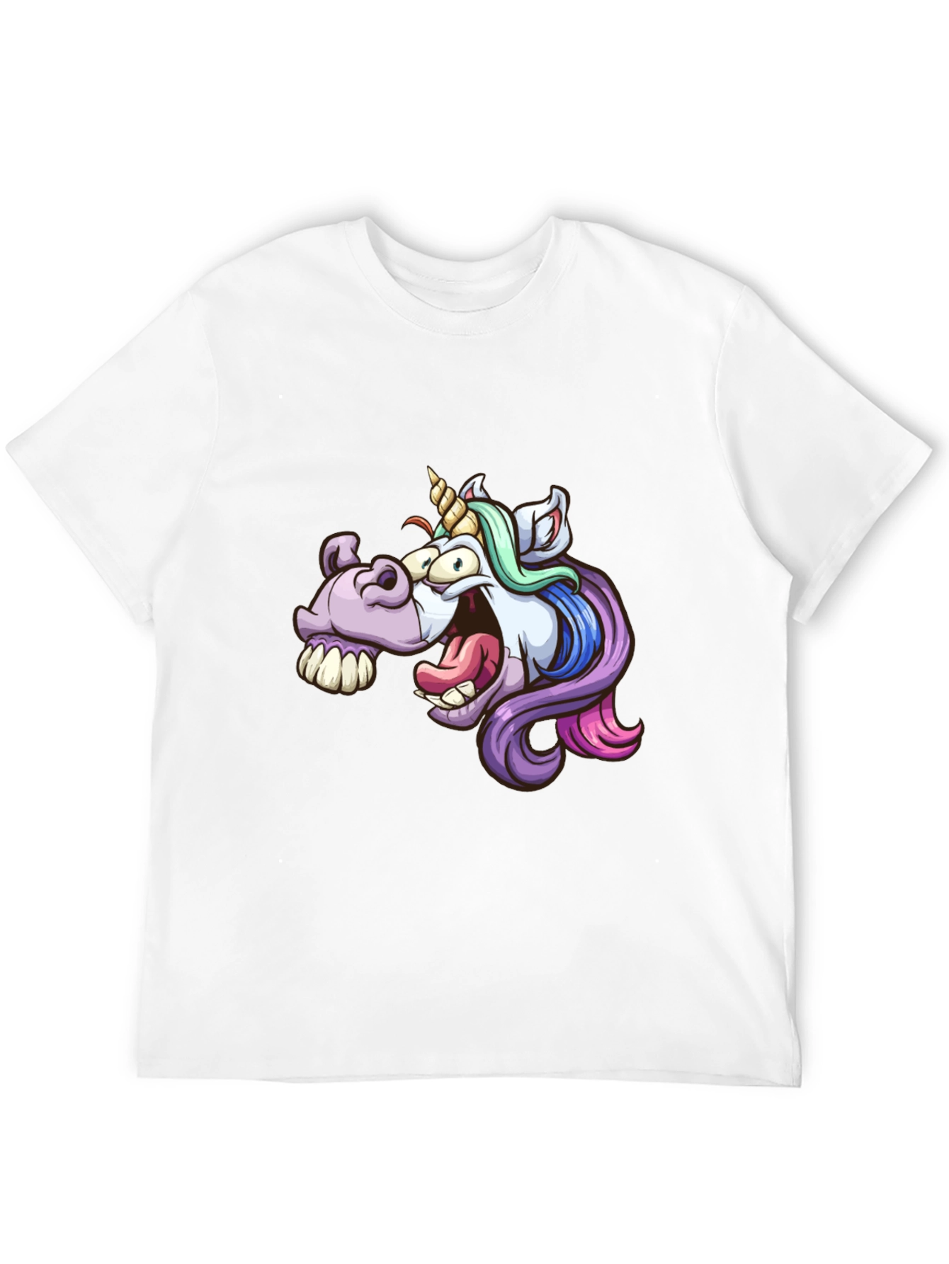 Cartoon Unicorn Graphic Tee - Black