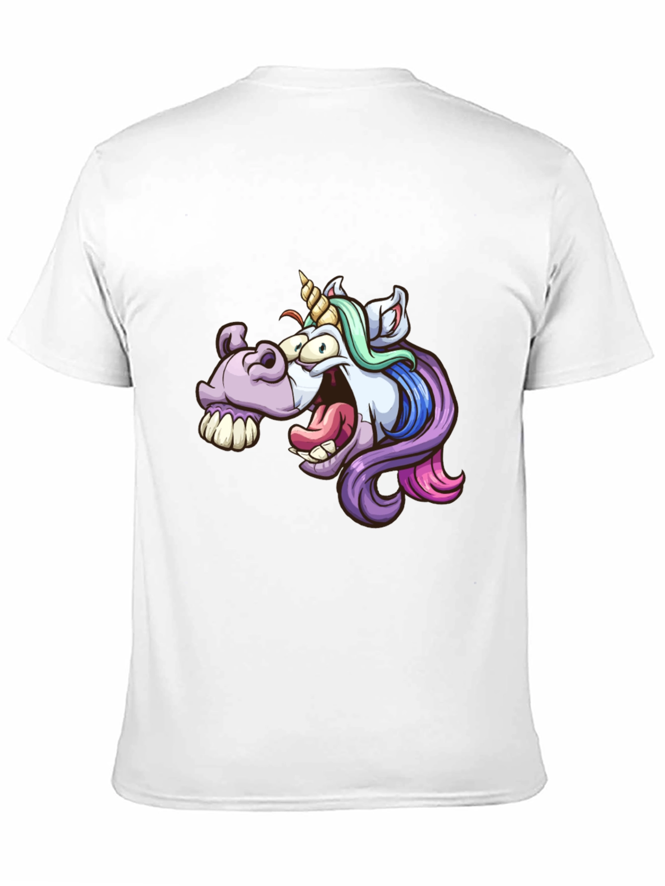 Cartoon Unicorn Graphic Tee - Black