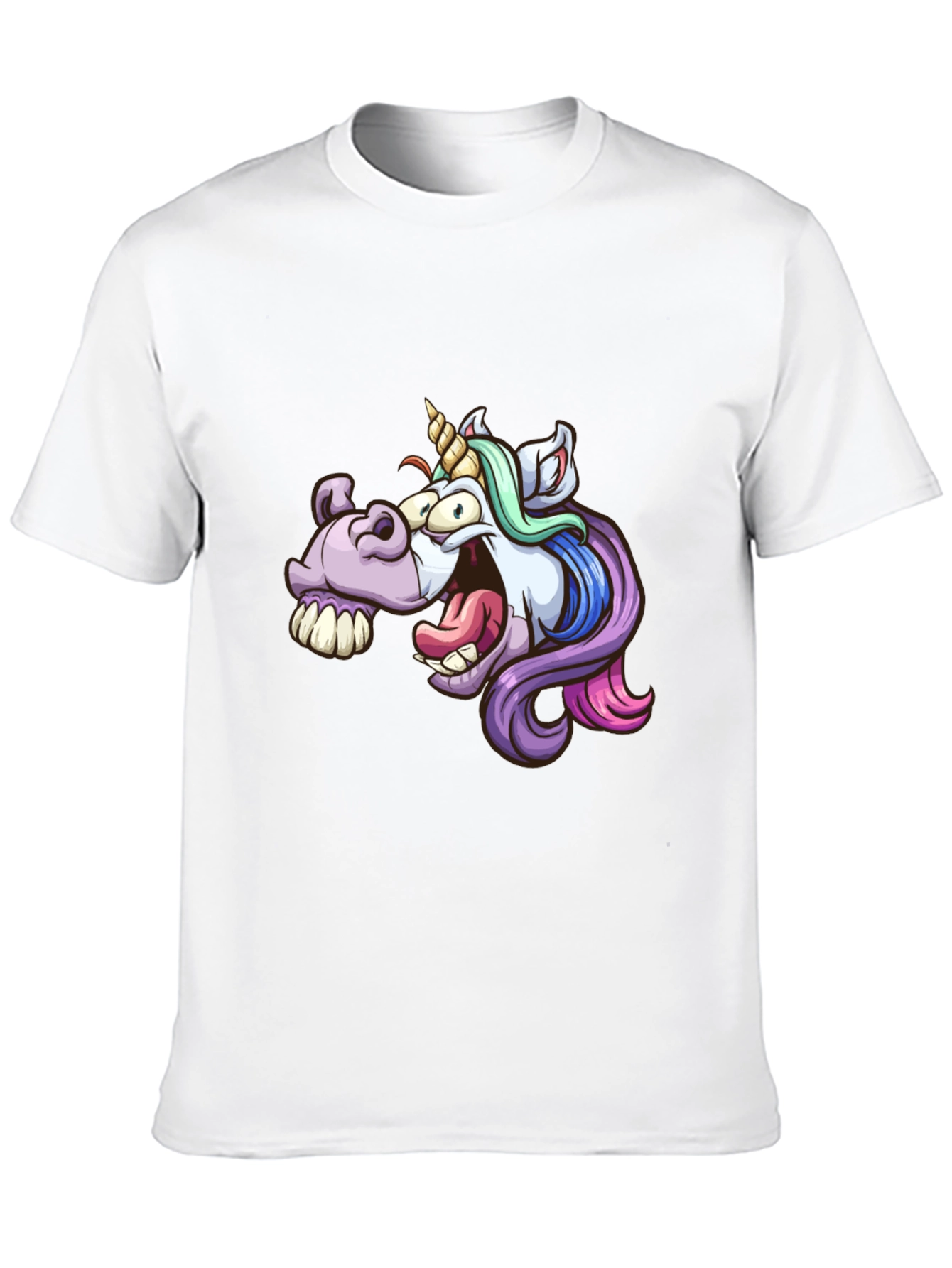 Cartoon Unicorn Graphic Tee - Black