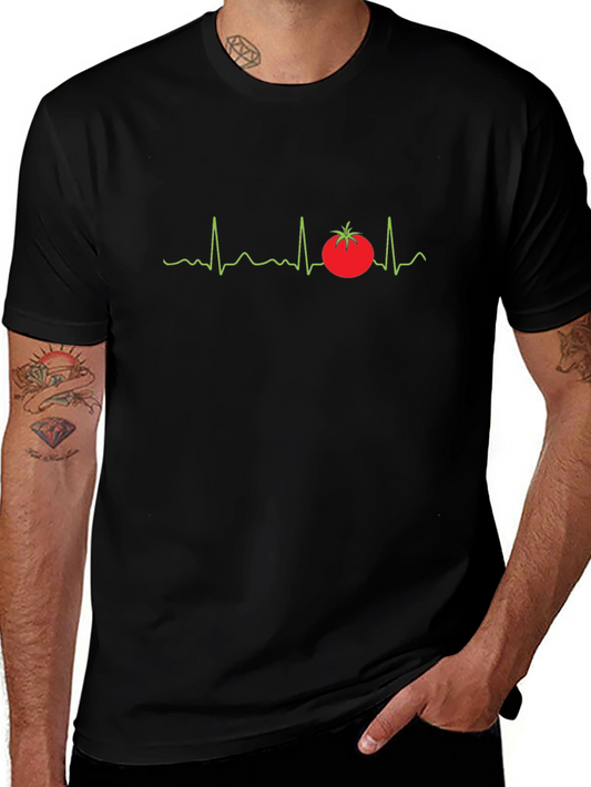 Tomato Heartbeat Graphic T-Shirt - Black