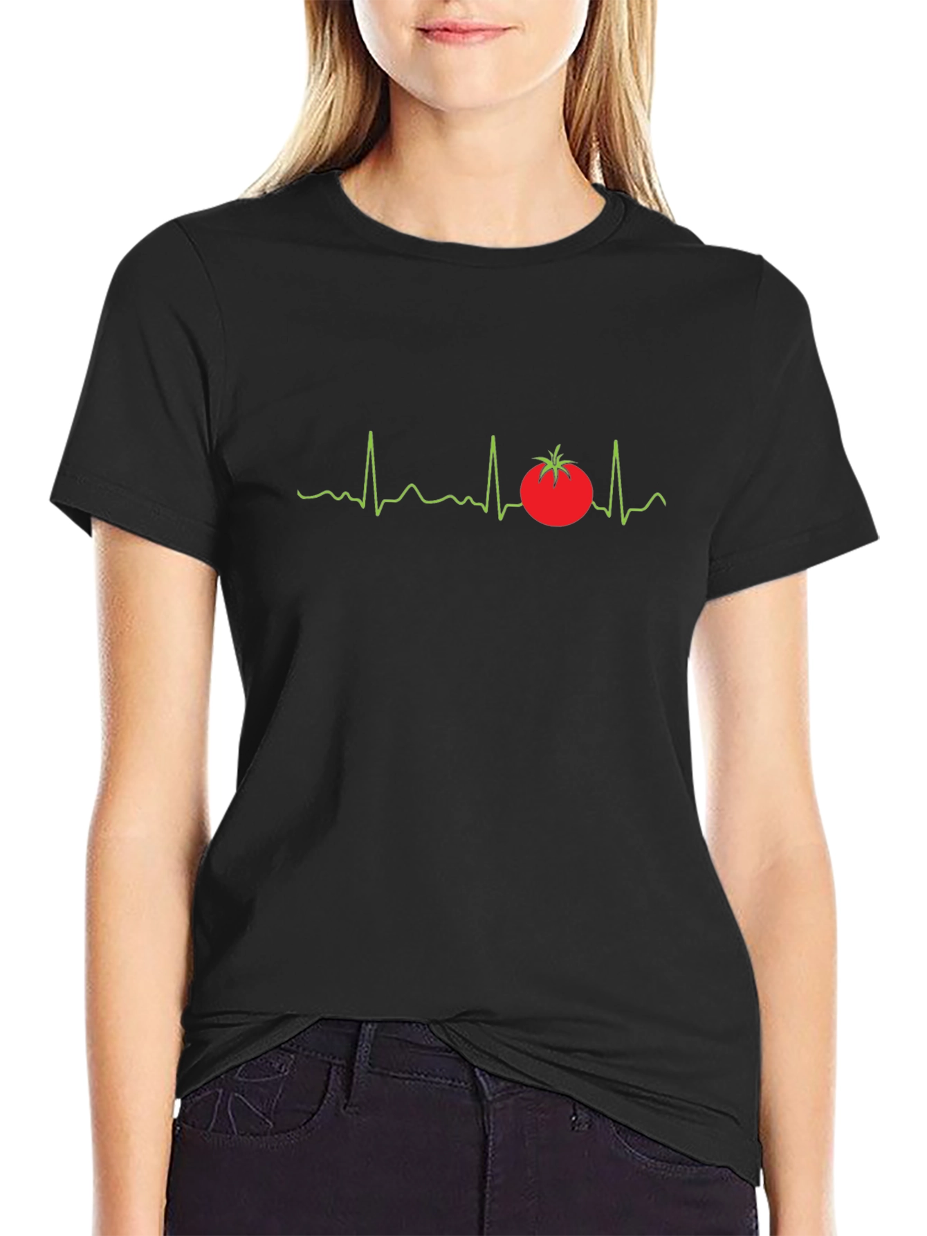 Tomato Heartbeat Graphic T-Shirt - Black