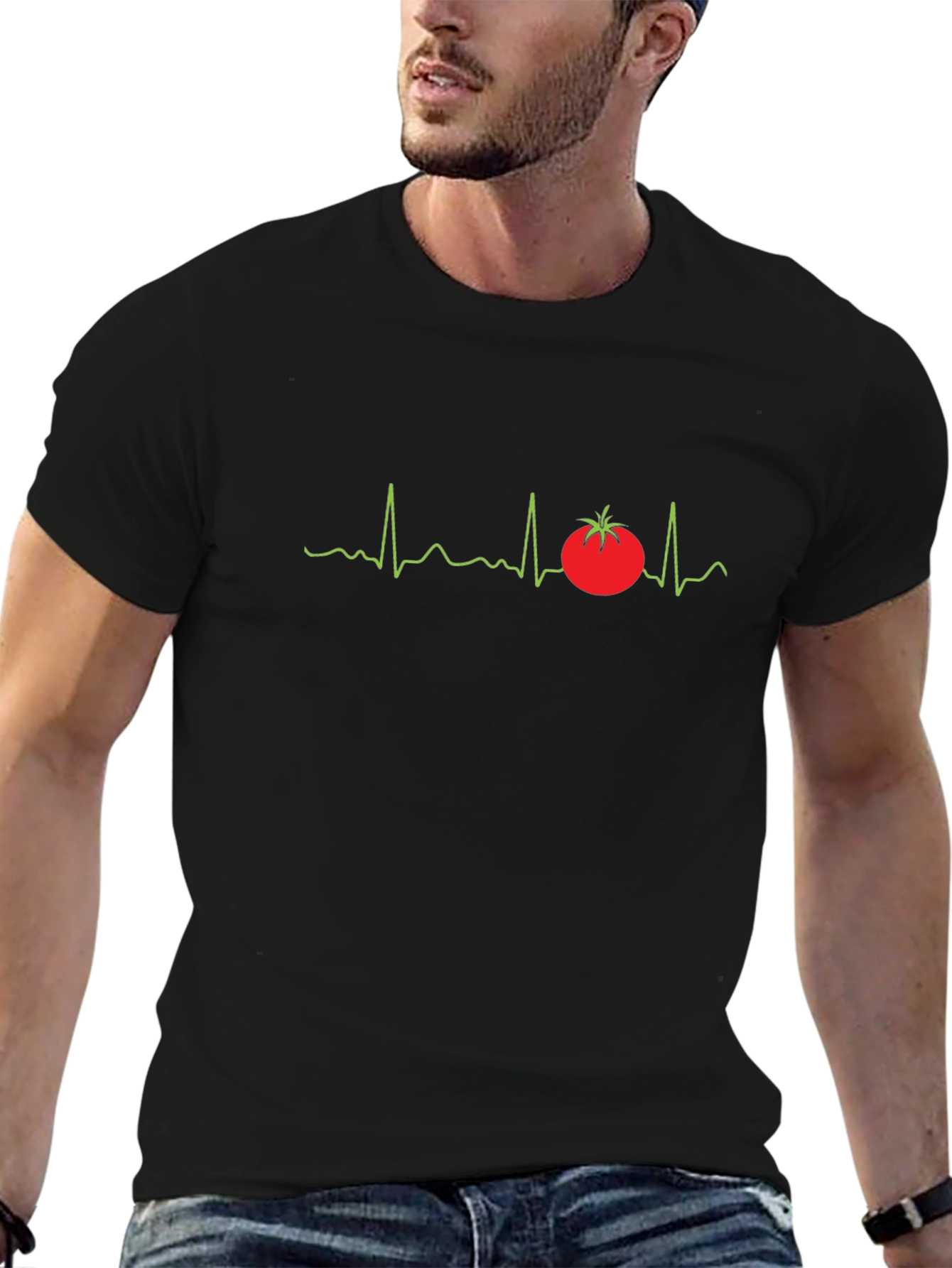 Tomato Heartbeat Graphic T-Shirt - Black