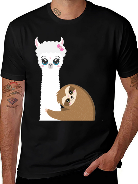 Cute Llama & Sloth Graphic T-Shirt