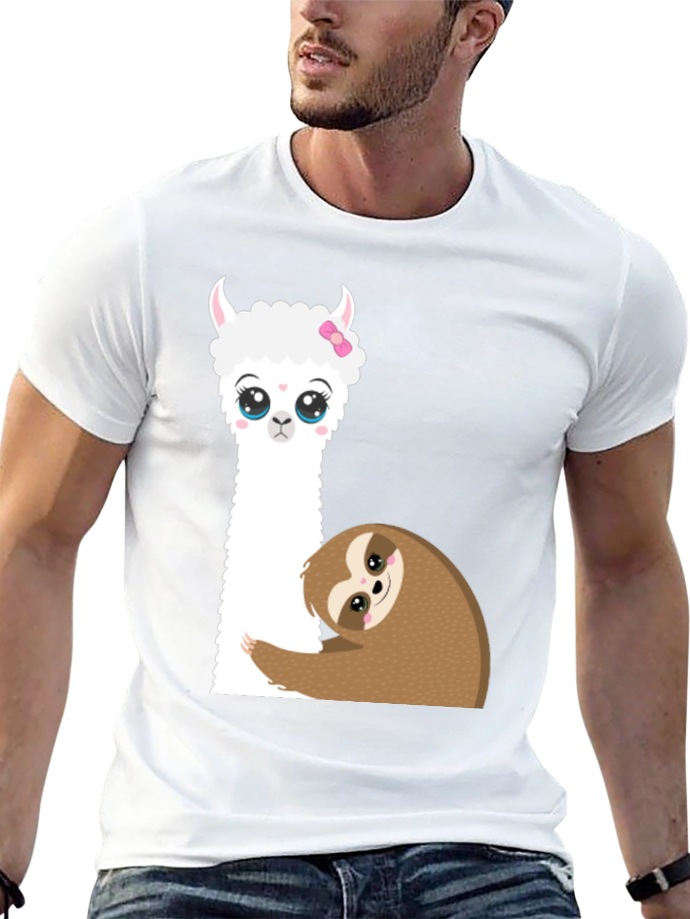 Cute Llama & Sloth Graphic T-Shirt