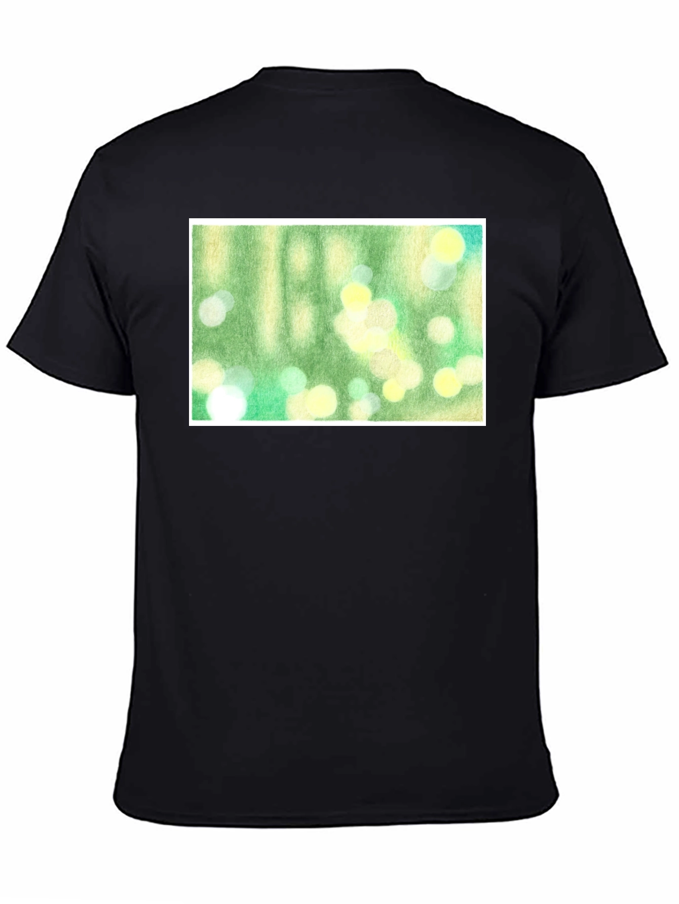 Green Bokeh Art Black T-Shirt